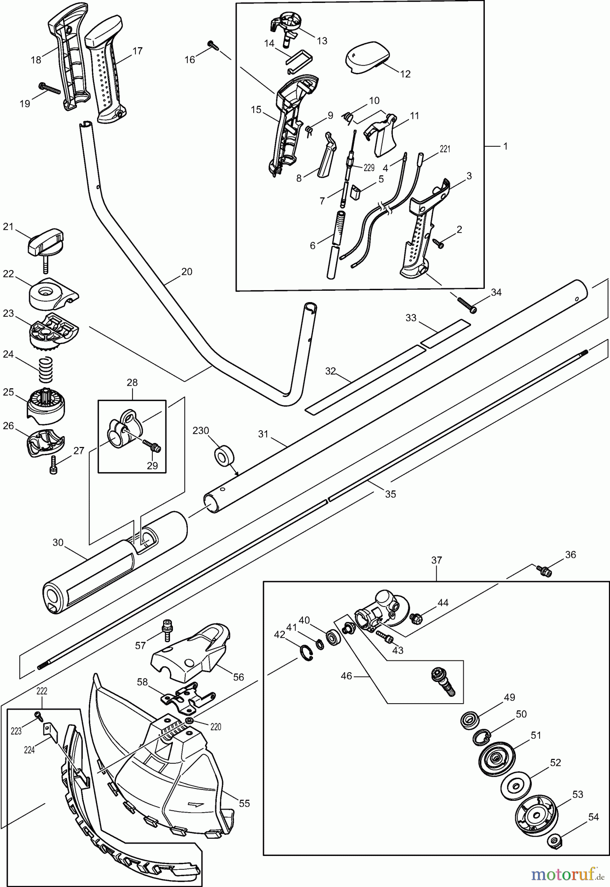 Dolmar Motorsensen & Trimmer Benzin 4-Takt MS-246.4 U (USA) 1  Hauptrohr, Griff, Schutzhaube, Getriebe