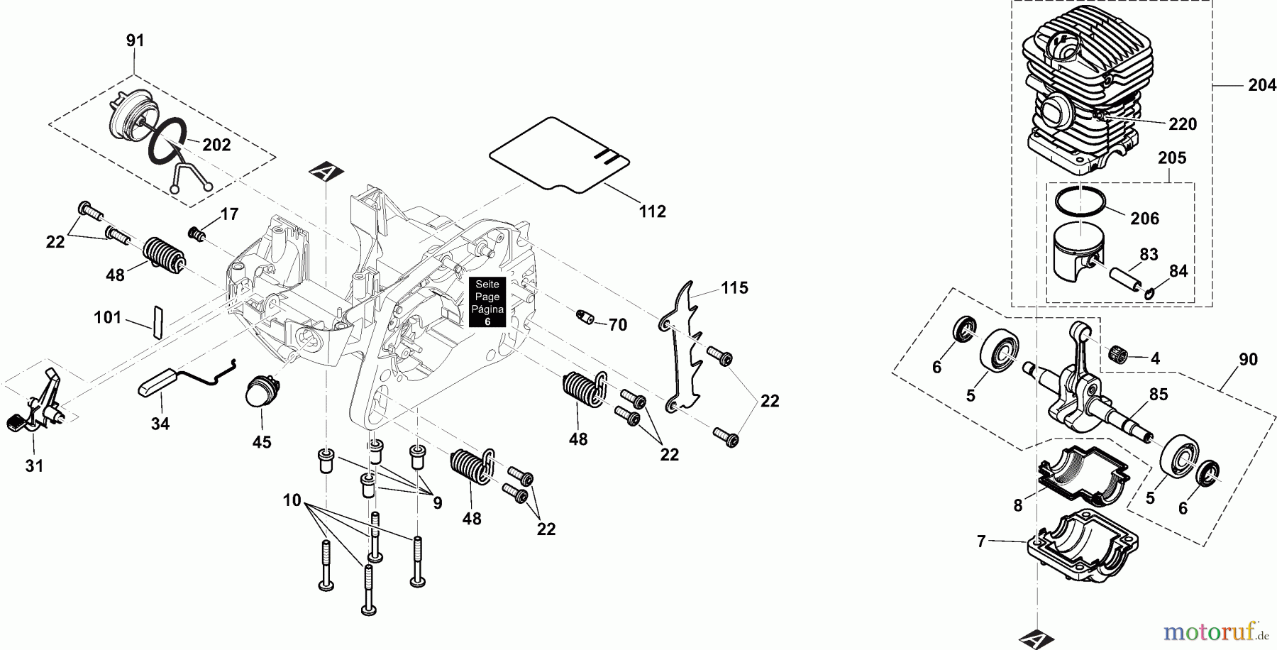  Dolmar Kettensägen Benzin Kettensäge PS32CTLC 3  Zylinder, Kurbelwelle