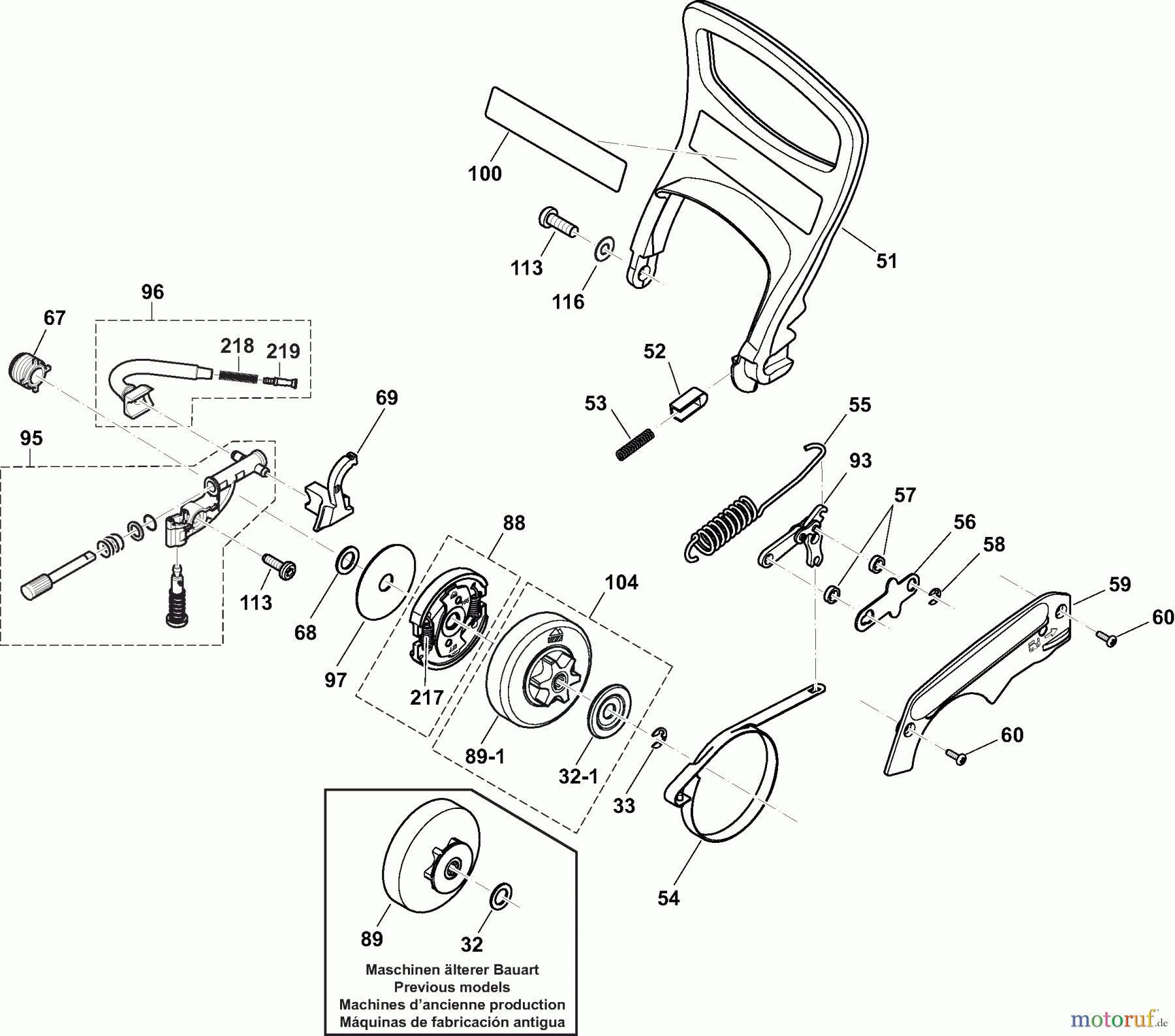  Dolmar Kettensägen Benzin Kettensäge PS32CTLC 5  Ölpumpe, Kupplung, Kettenbremse
