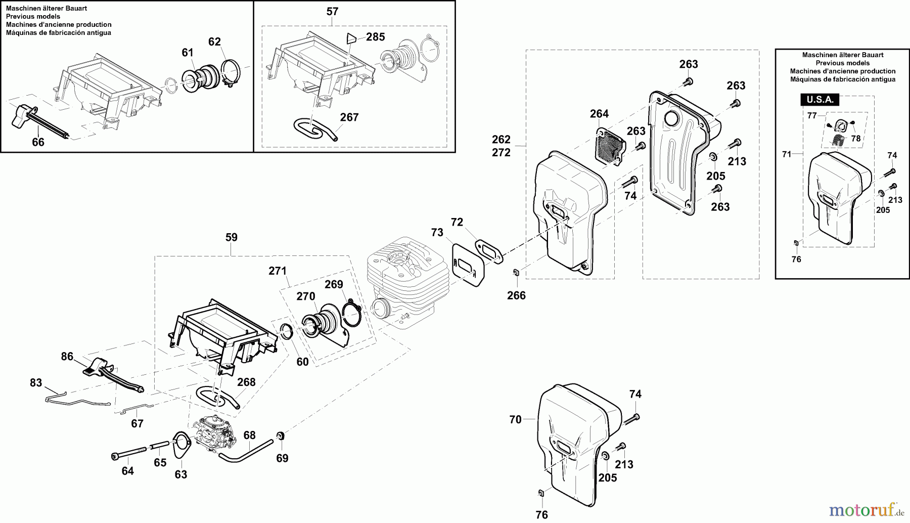  Dolmar Trennschleifer Benzin PC-8116 D 3  Schalldämpfer, Ansaugkrümmer
