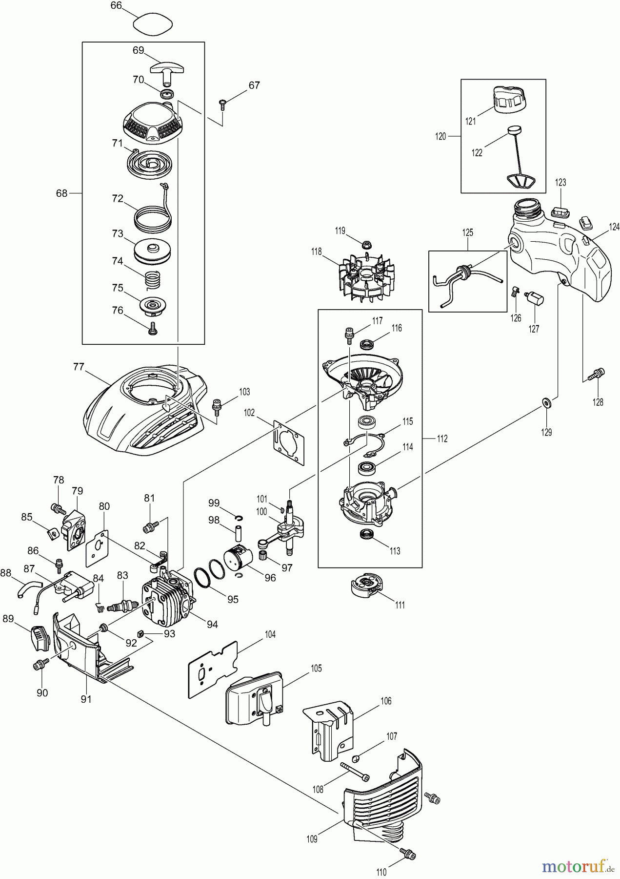 Dolmar Heckenscheren Benzin HT2375D 2 Motor, Anwerfvorrichtung, Kraftstofftank