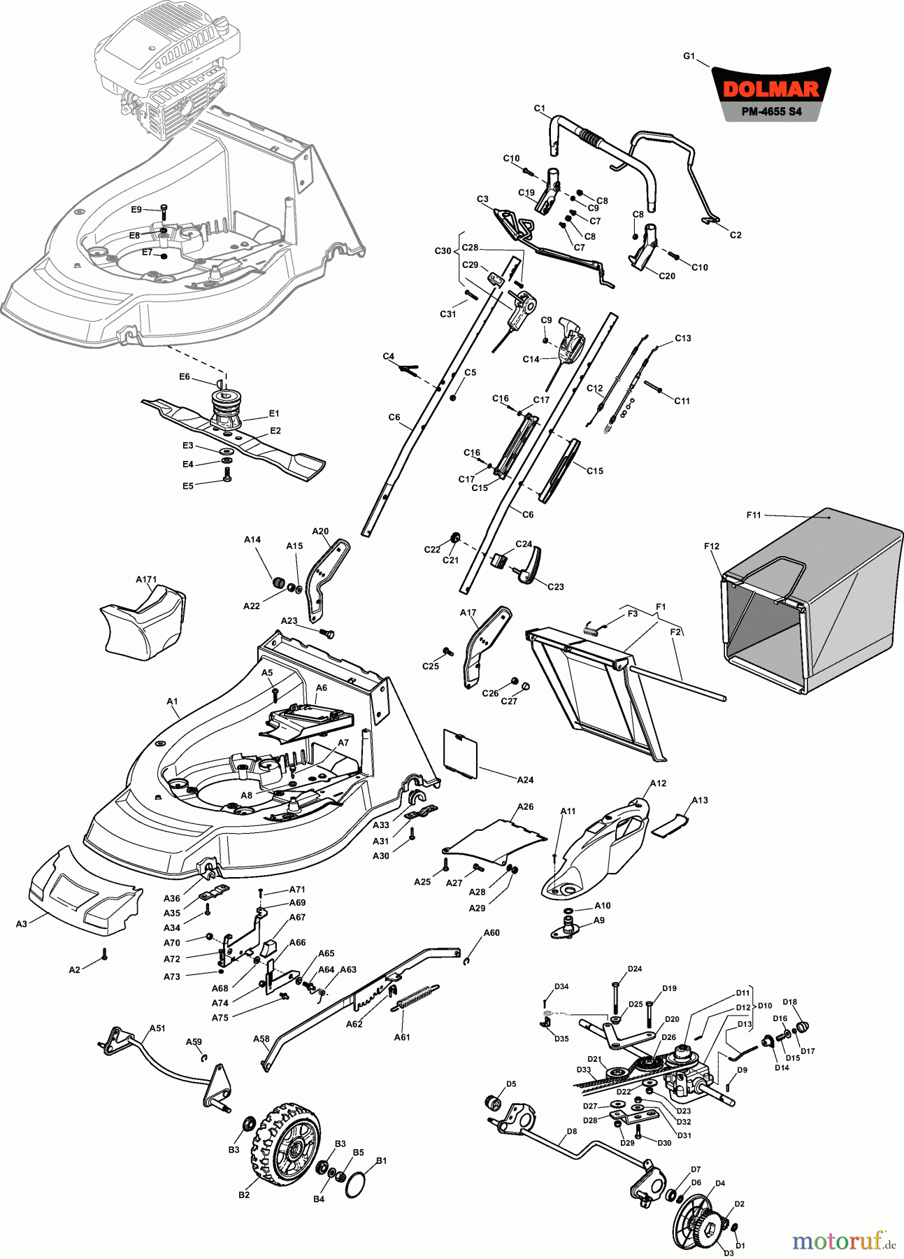 Dolmar Rasenmäher Benzin PM4655S4 PM-4655 S4 (2011-2012) 2 PM-4655 S4