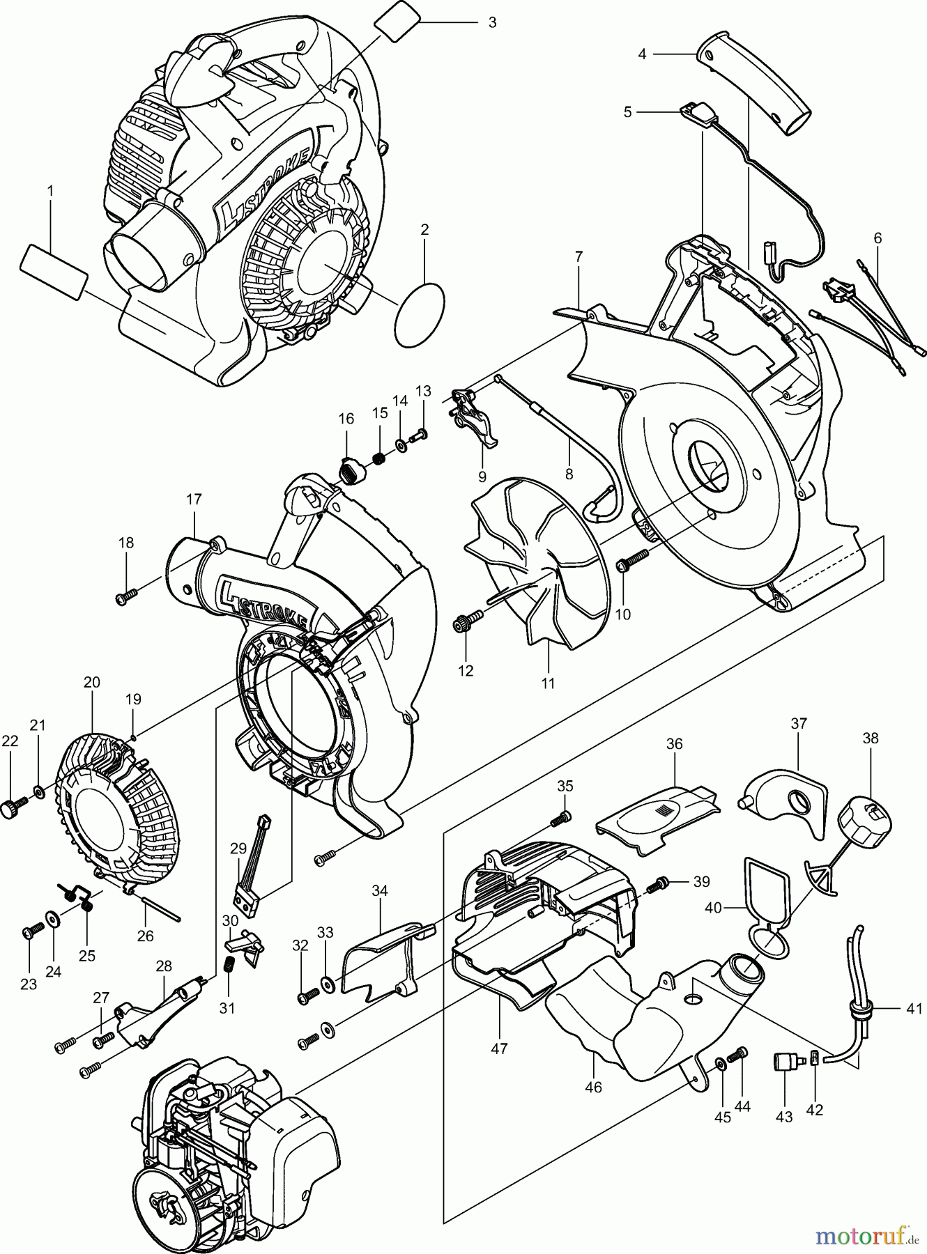 Dolmar Blasgeräte Benzin PB2524V 1 Gebläsegehäuse, Tank