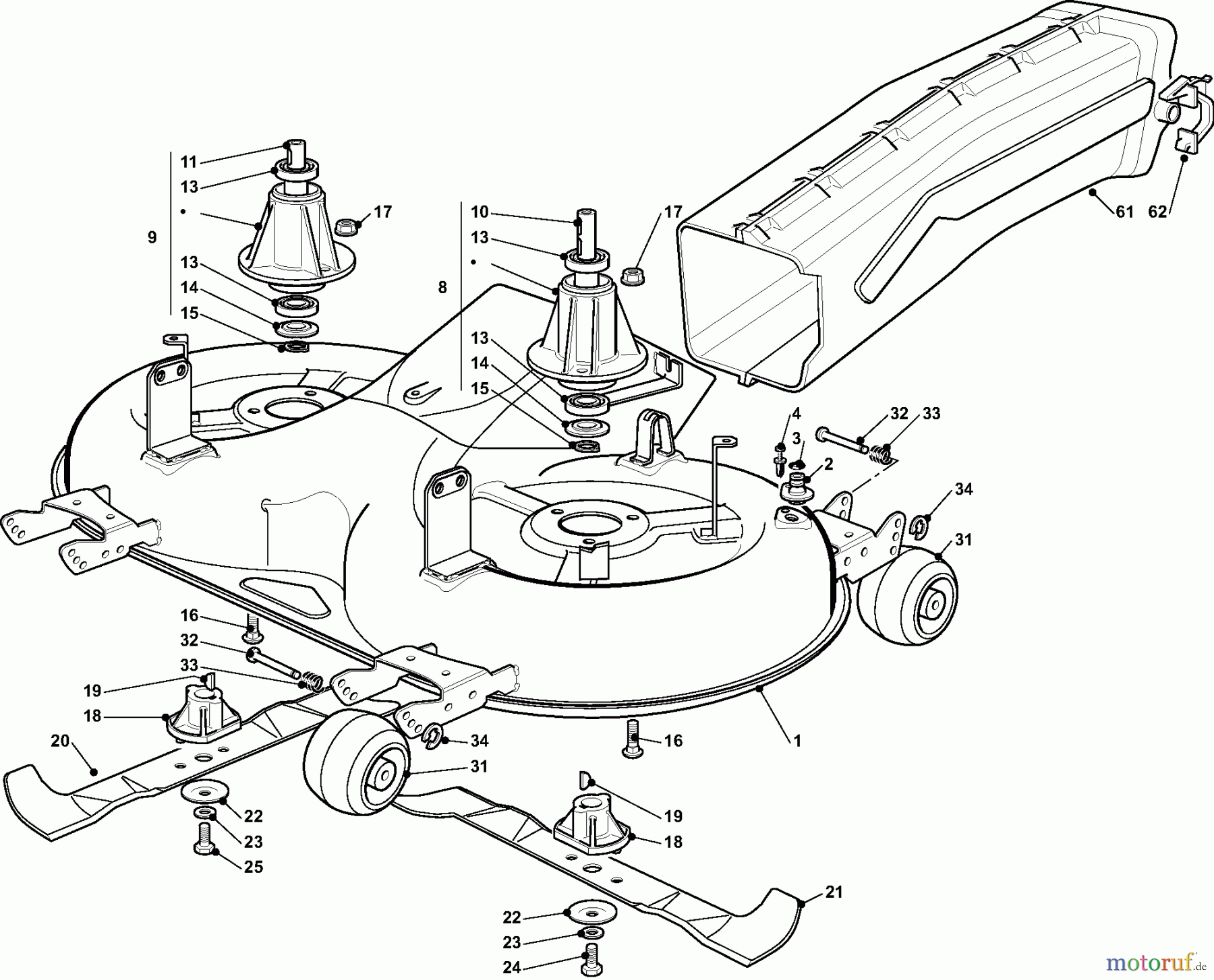 Dolmar Rasentraktoren TM12222H2 TM-122.22 H2 (2013-2014) 9a SCHNEIDWERKZEUG (2a)