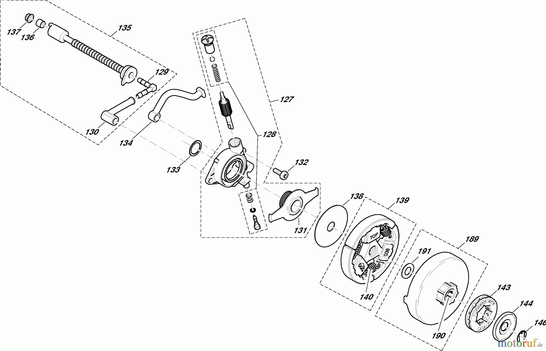  Dolmar Kettensägen Benzin Kettensäge PS-7910 (USA,CDN) 5  Ölpumpe, Kupplung