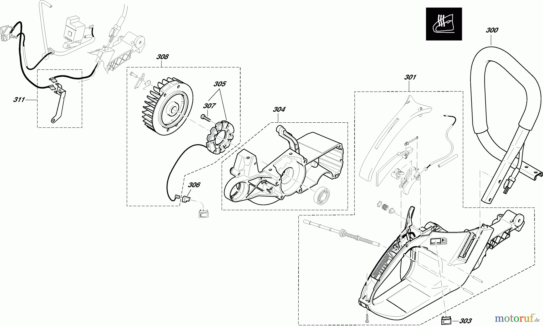  Dolmar Kettensägen Benzin Kettensäge PS-7310 H (USA,CDN) 8  Spezialteile für Ausrüstung mit elektrischer Griffheizung