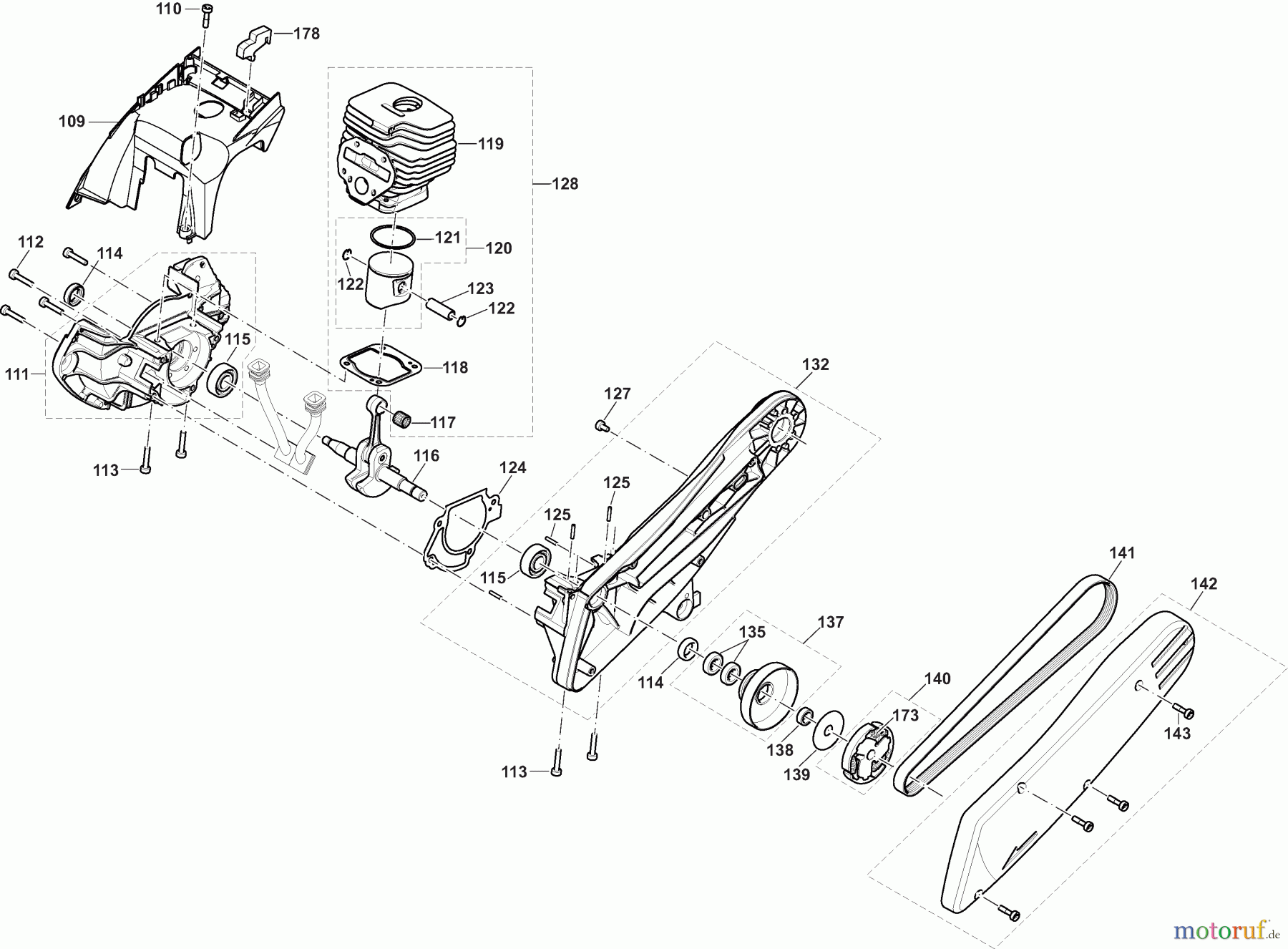  Dolmar Trennschleifer Benzin PC6112 6  Zylinder, Kurbeltrieb, Kupplung
