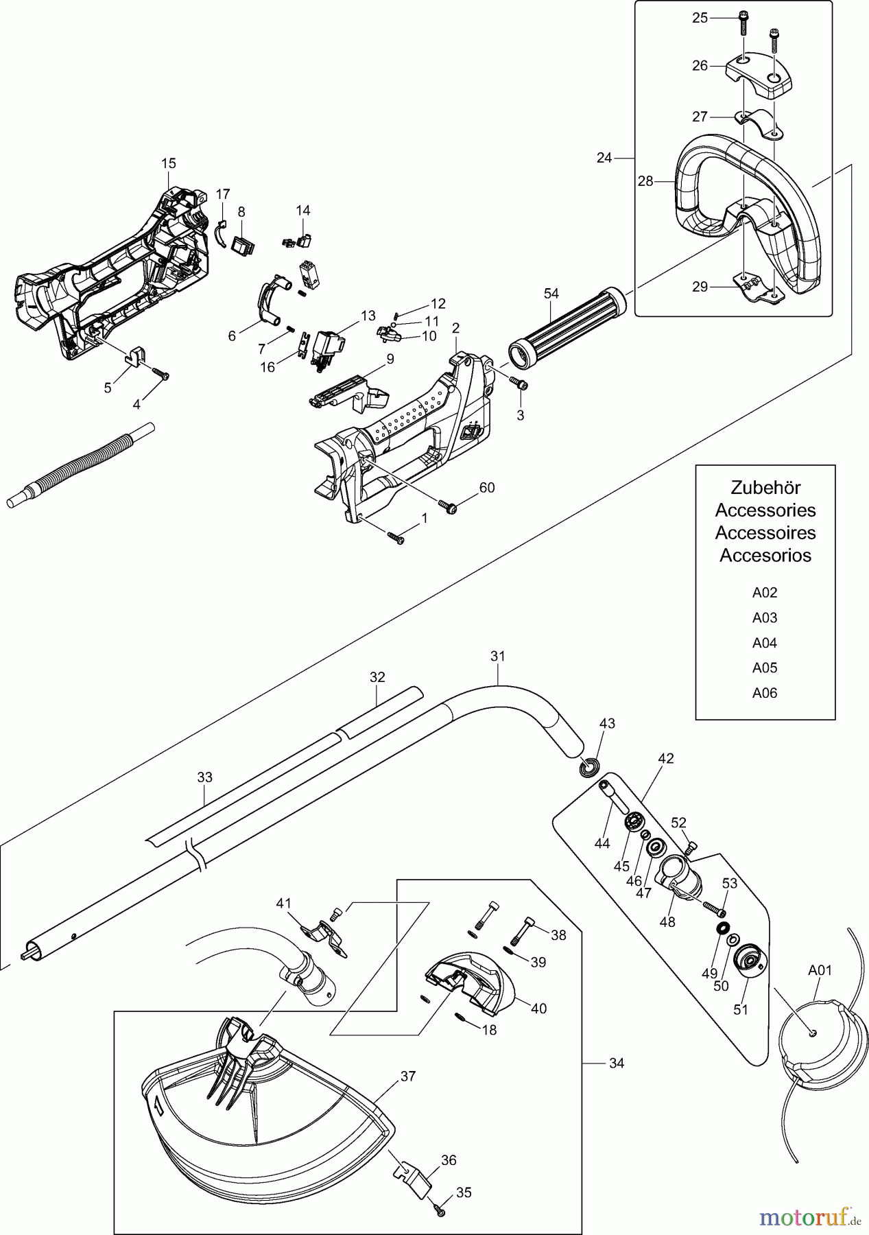 Dolmar Motorsensen & Trimmer Akku AL-3630 1 Schaftrohr, Handgriff