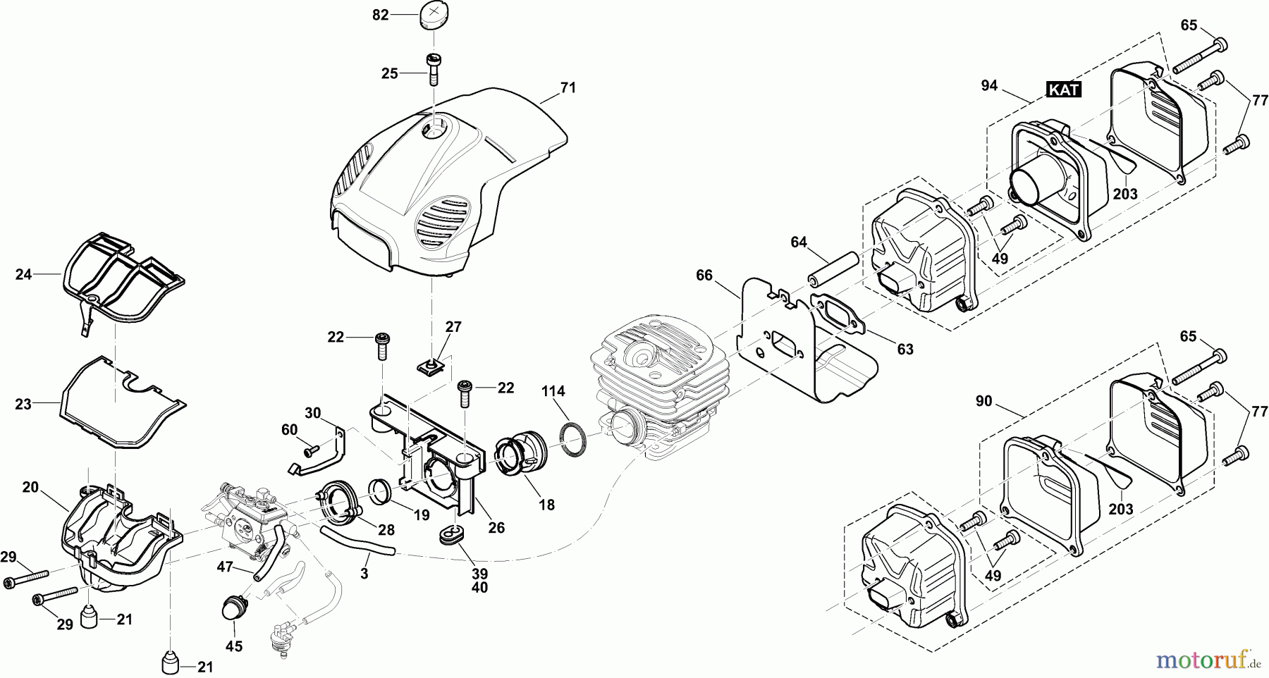 Dolmar Kettensägen Benzin Kettensäge PS35CTLC 2 Abdeckhaube, Luftfilter, Schalldämpfer