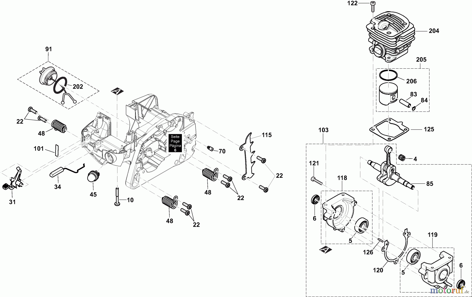 Dolmar Kettensägen Benzin Kettensäge PS35CTLC 3  Zylinder, Kurbelwelle