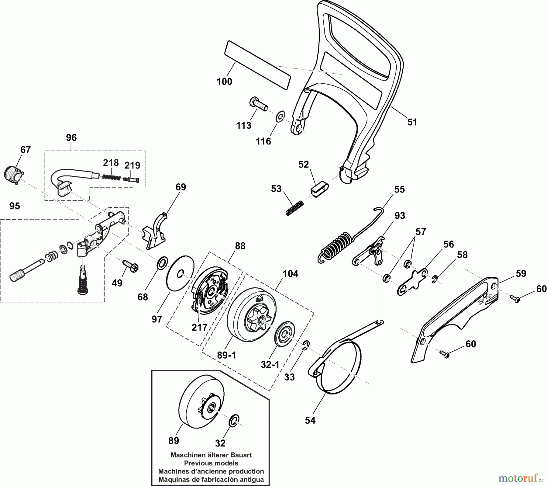 Dolmar Kettensägen Benzin Kettensäge PS35CTLC 5 Ölpumpe, Kupplung, Kettenbremse
