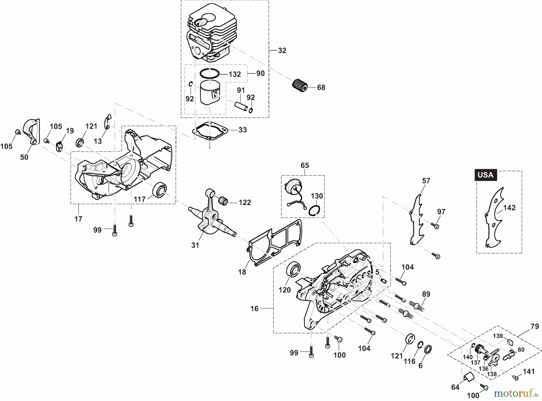  Dolmar Kettensägen Benzin Kettensäge PS6100H 3  Zylinder, Kurbelgehäuse