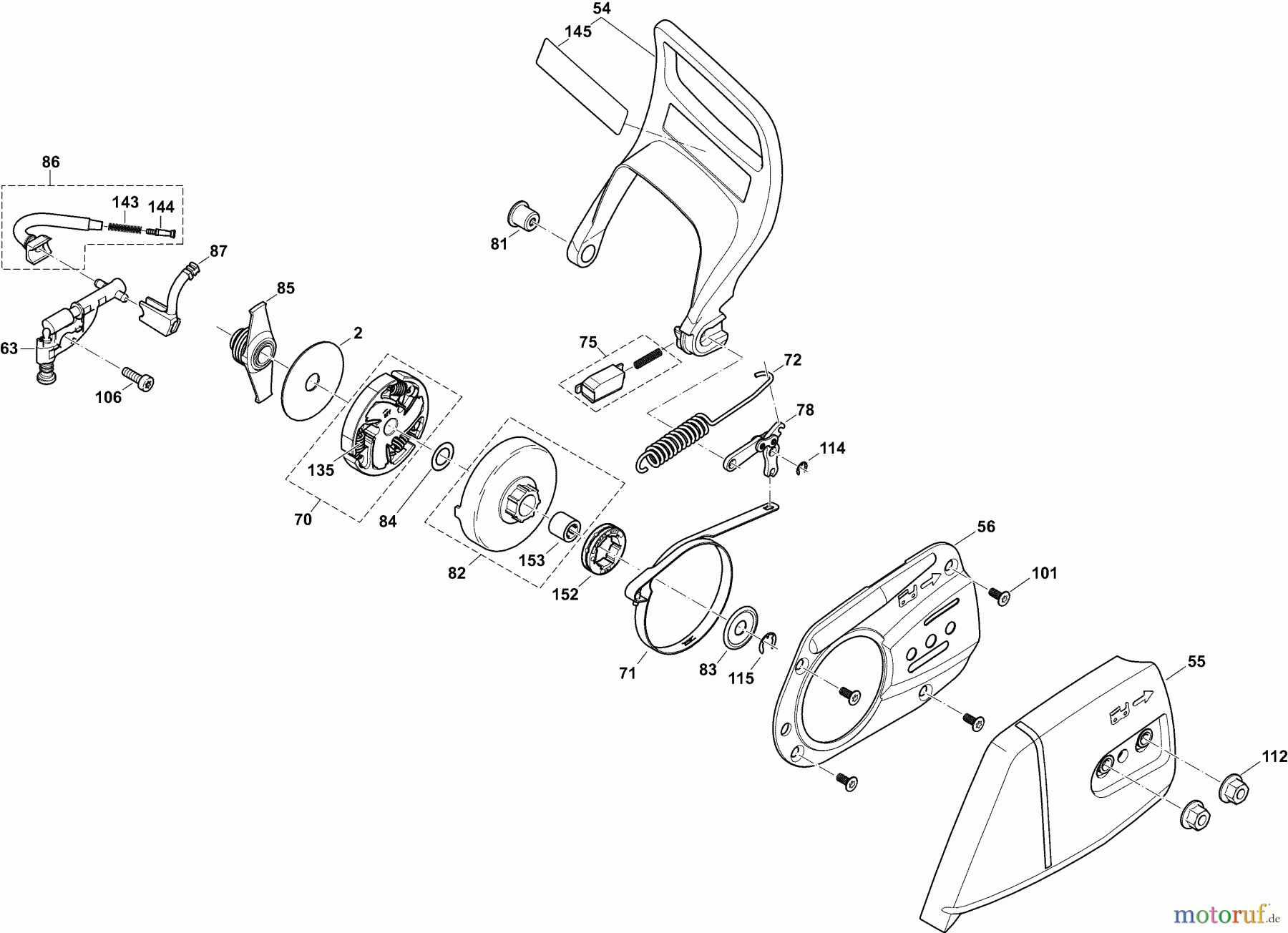 Dolmar Kettensägen Benzin Kettensäge PS6100H 5 Ölpumpe, Kupplung, Kettenbremse