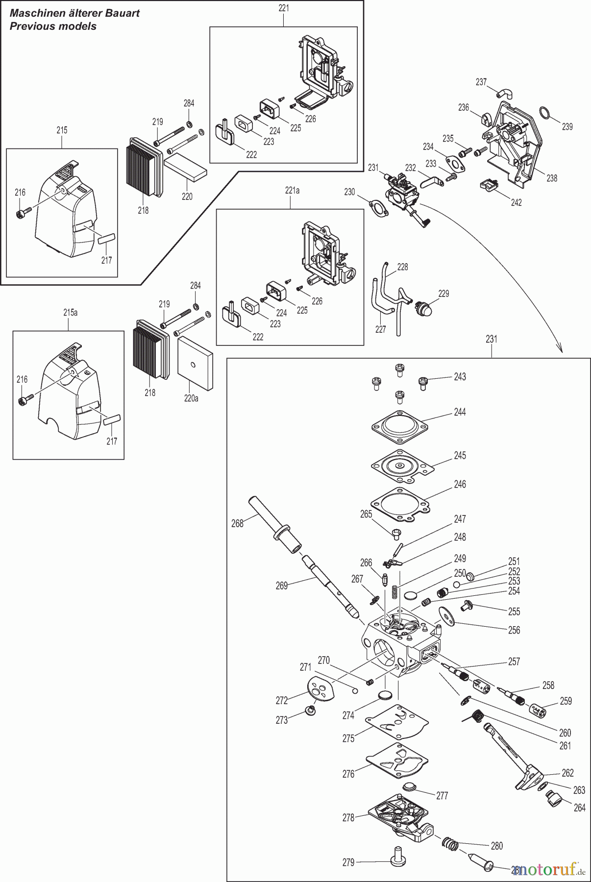  Dolmar Motorsensen & Trimmer Benzin 4-Takt MS43004U 4  Vergaser, Luftfilter