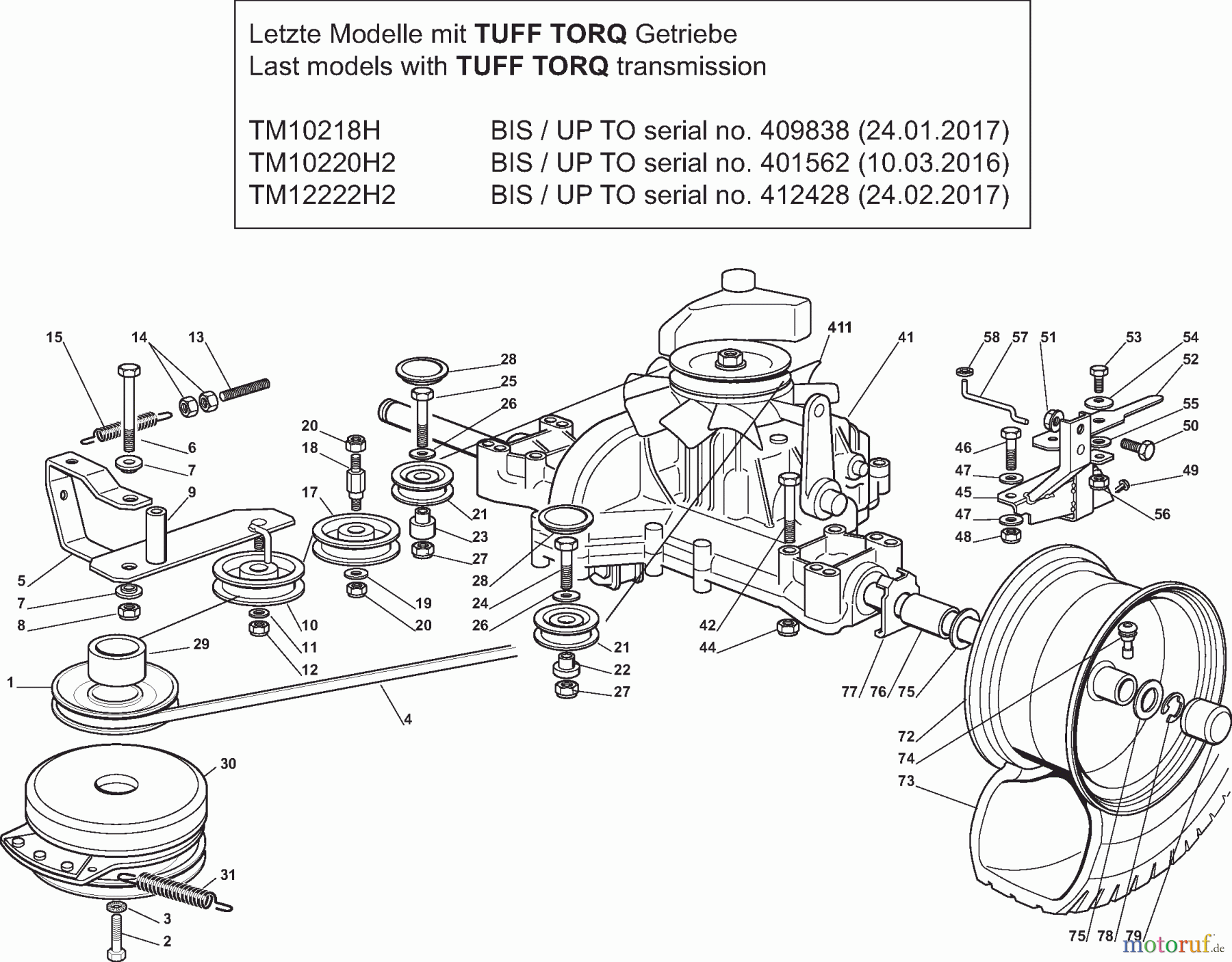 Dolmar Rasentraktoren TM10220H2 TM10220H2 (2015-2019) 6y Getriebe TUFF TORQ