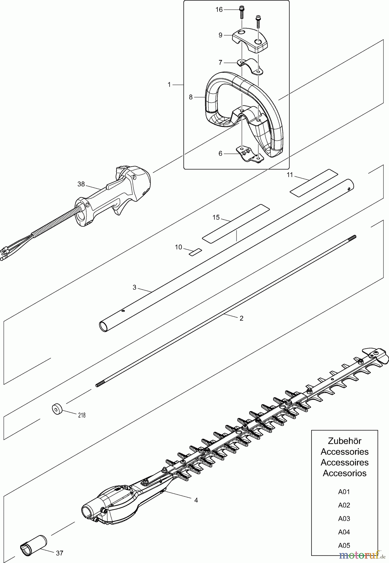 Dolmar Heckenscheren Benzin MH2464DS 1 Schaftrohr, Handgriff, Scherblatt kpl., Zubehör