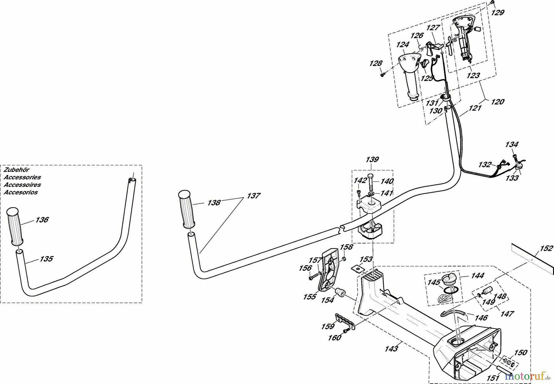 Dolmar Motorsensen & Trimmer Benzin 2-Takt MS4511U 5 Kraftstofftank, Handgriff