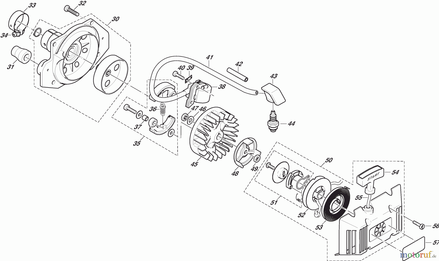 Dolmar Motorsensen & Trimmer Benzin 2-Takt MS4511U 2 Kupplung, Polrad, Anwerfvorrichtung