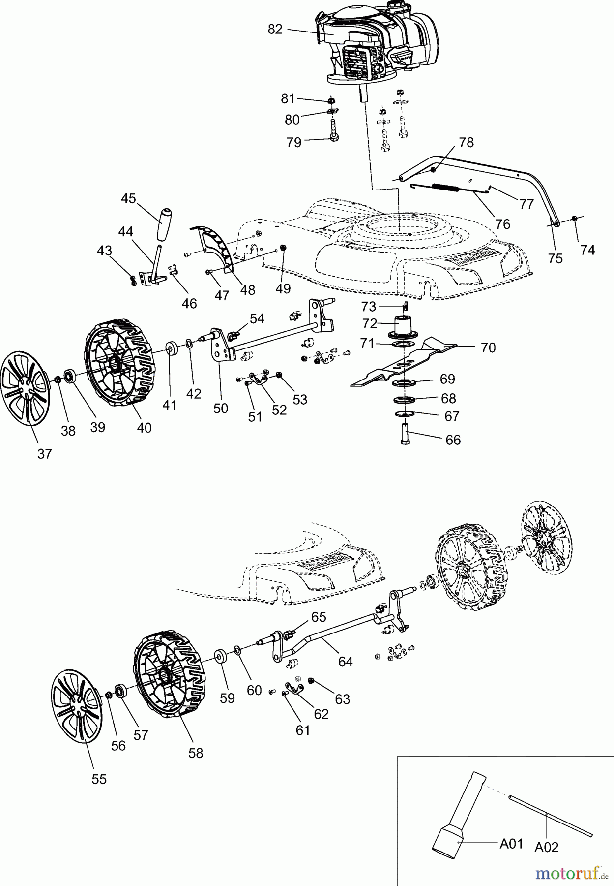 Dolmar Rasenmäher Benzin PM4810 2 RÄDER, MESSER