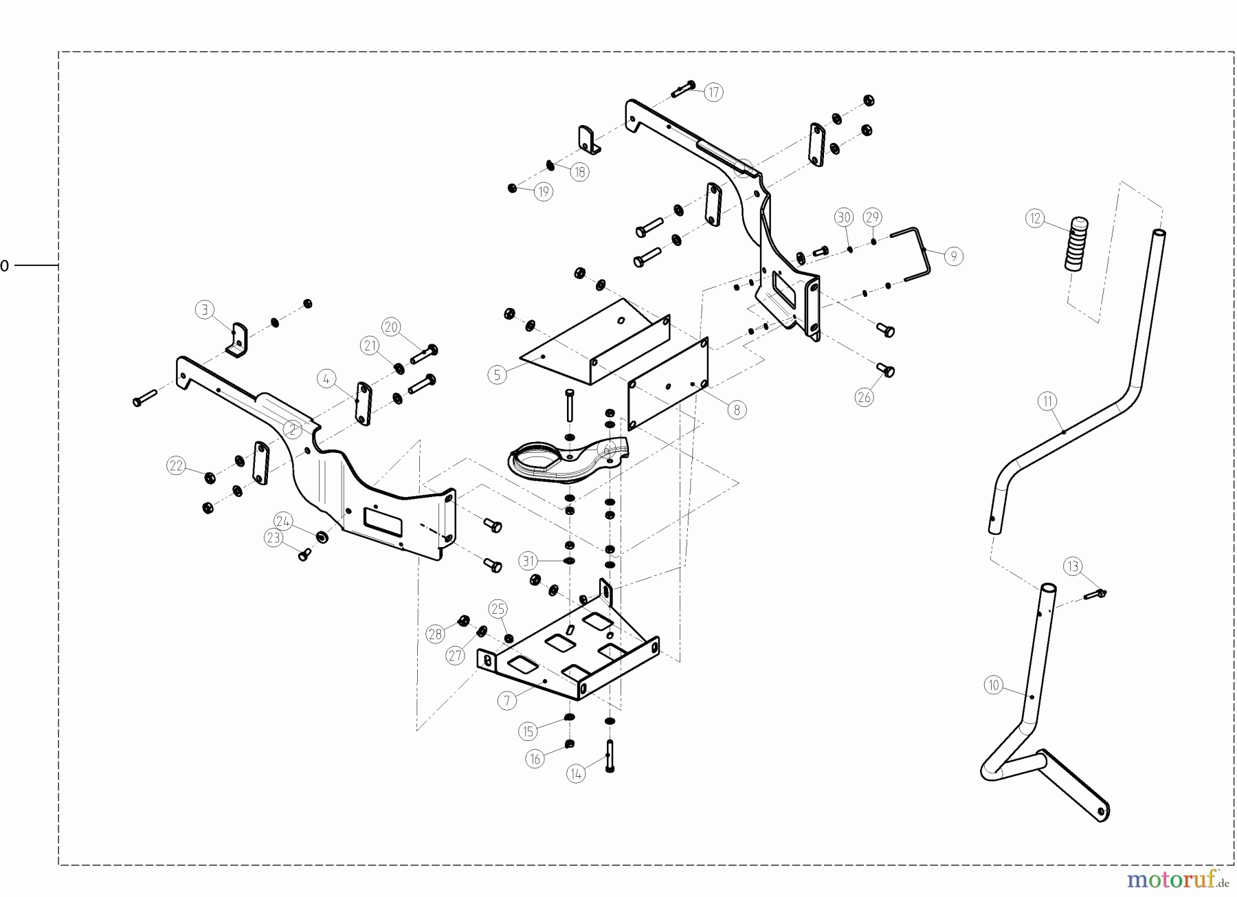 Dolmar Rasentraktoren Zubehör RS-120, TA-250, TK-420, TK-520, TS-125 3a 92 cm - Anbaurahmen (Schnellwechsler) (2015=>)