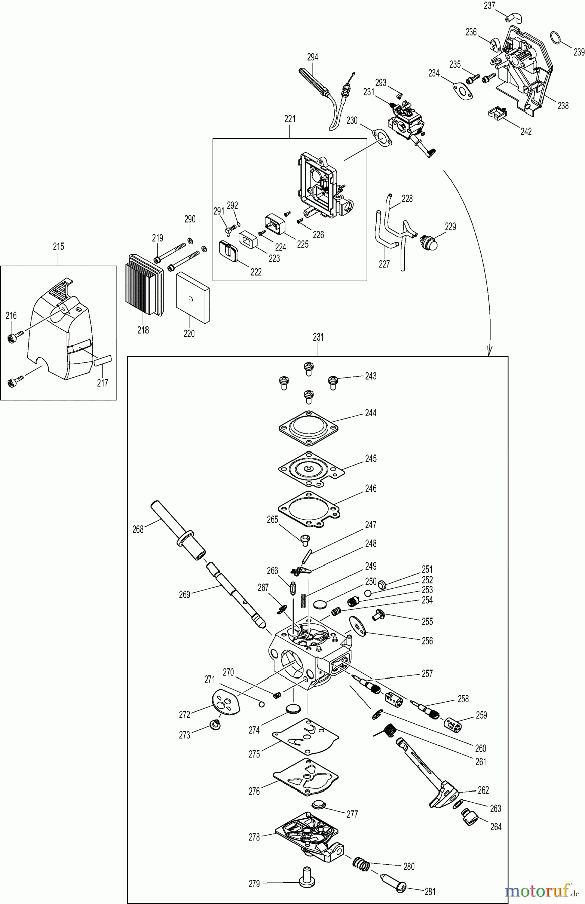 Dolmar Motorsensen & Trimmer Benzin 4-Takt MS43004R 5 Vergaser, Luftfilter
