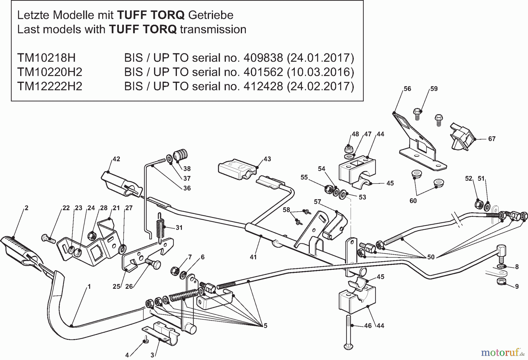 Dolmar Rasentraktoren TM10218H TM10218H (2015-2019) 4y Pedale für TUFF TORQ Getriebe