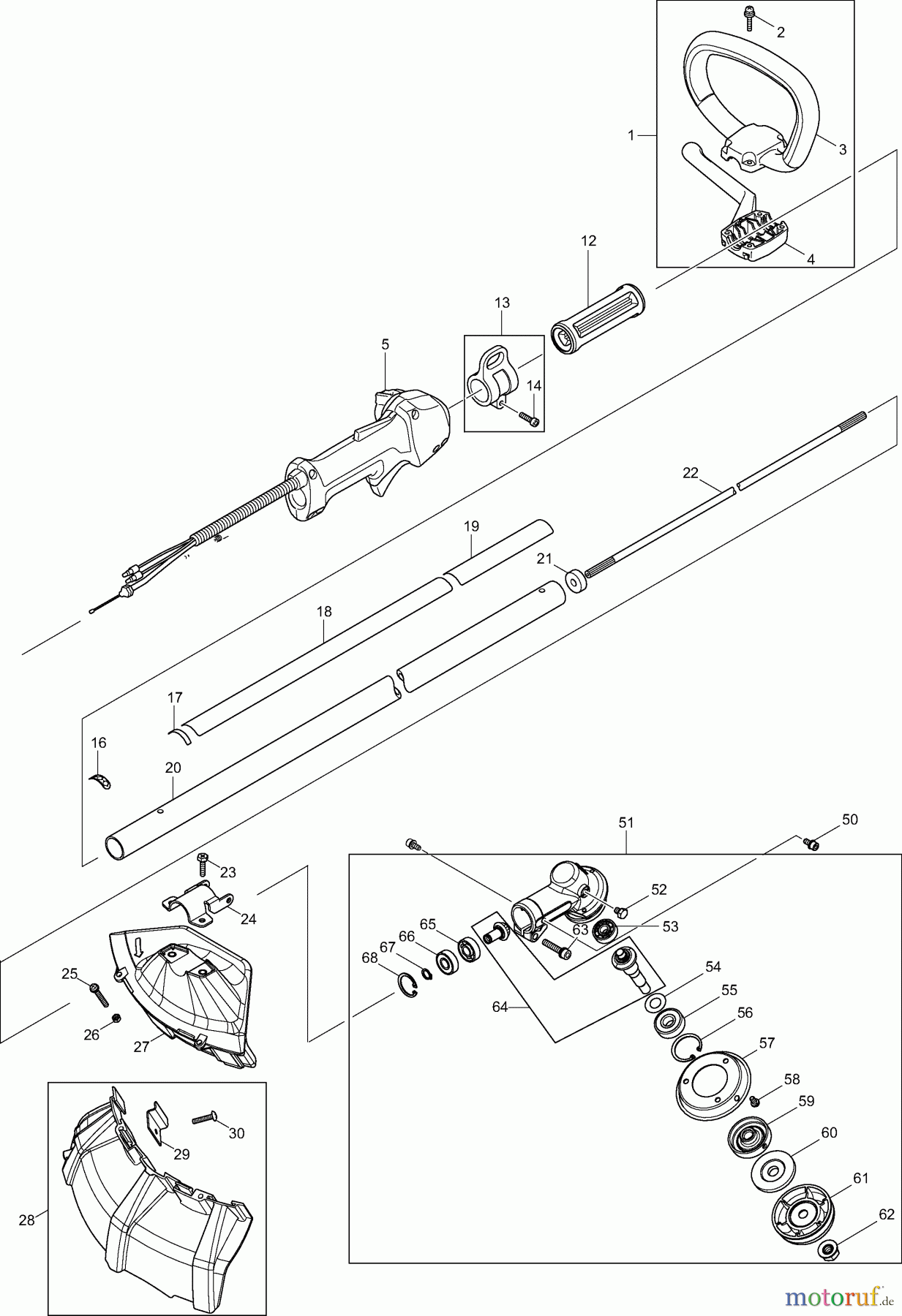  Dolmar Motorsensen & Trimmer Benzin 2-Takt MS34C 1  Schaftrohr, Getriebe, Schutzhaube