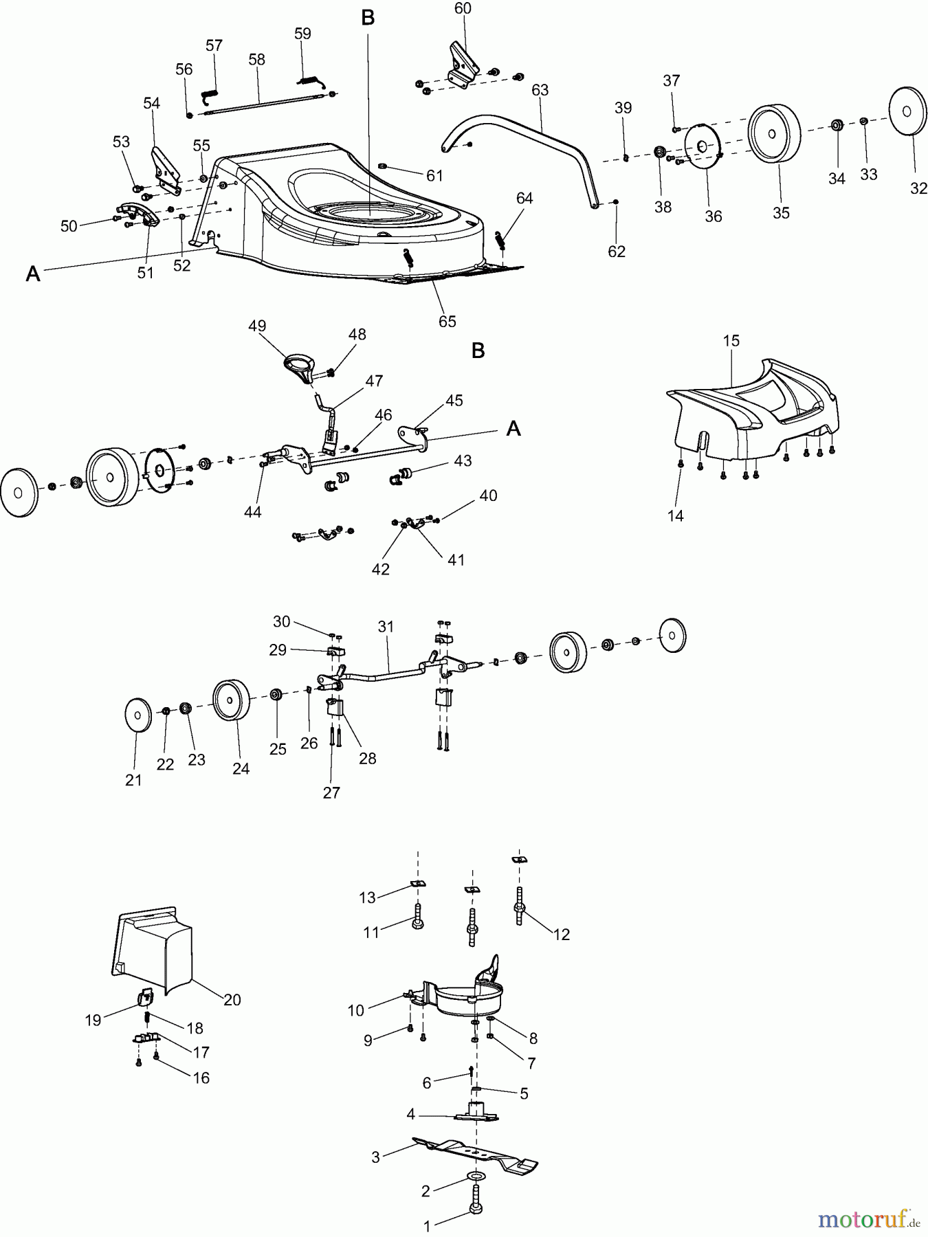 Dolmar Rasenmäher Benzin PM46BC 1 DECK, RÄDER, MESSER