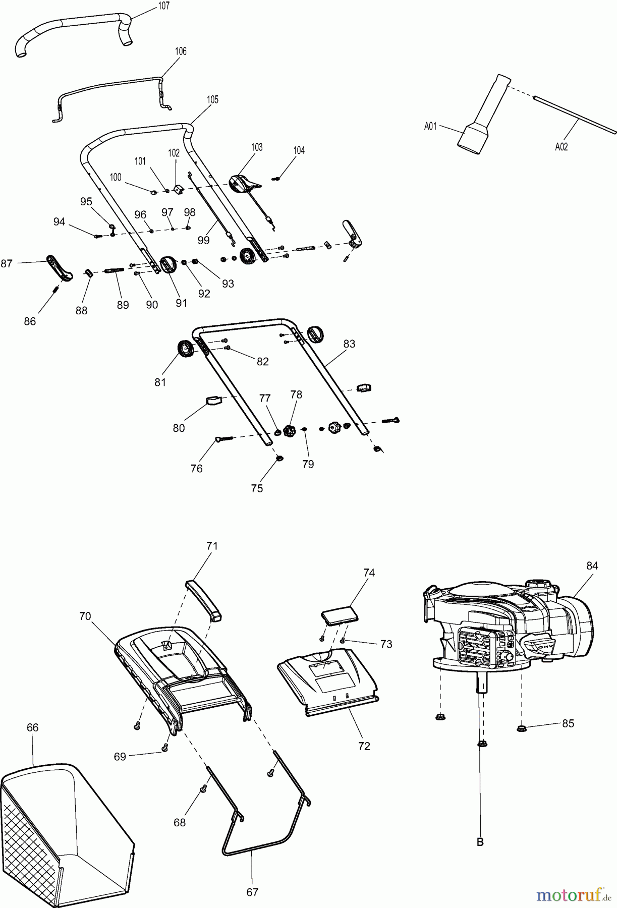 Dolmar Rasenmäher Benzin PM46BC 2 FÜHRUNGSHOLM, GRASFANGKORB