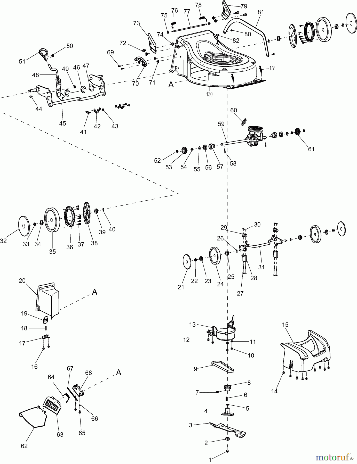 Dolmar Rasenmäher Benzin PM46SBC 1 DECK, RÄDER, MESSER