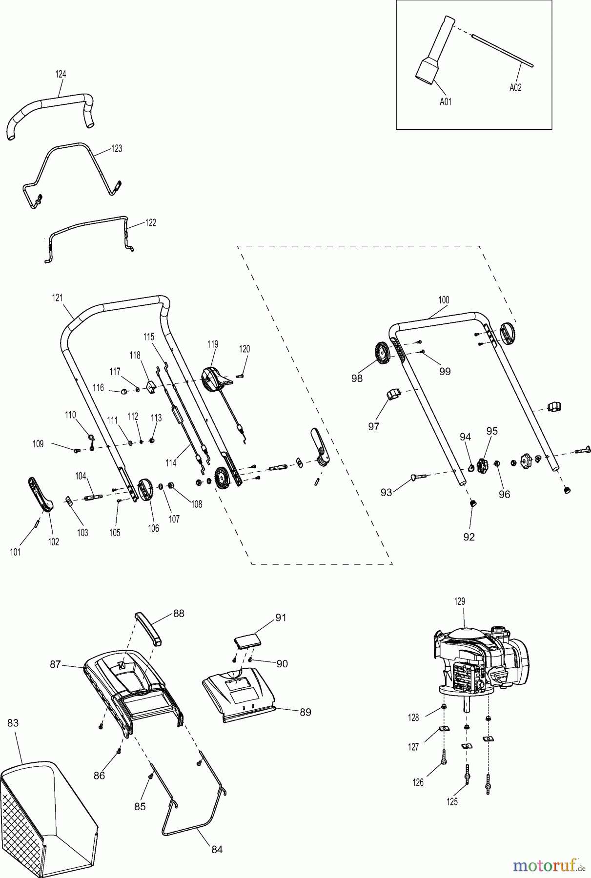 Dolmar Rasenmäher Benzin PM46SBC 2 FÜHRUNGSHOLM, GRASFANGKORB