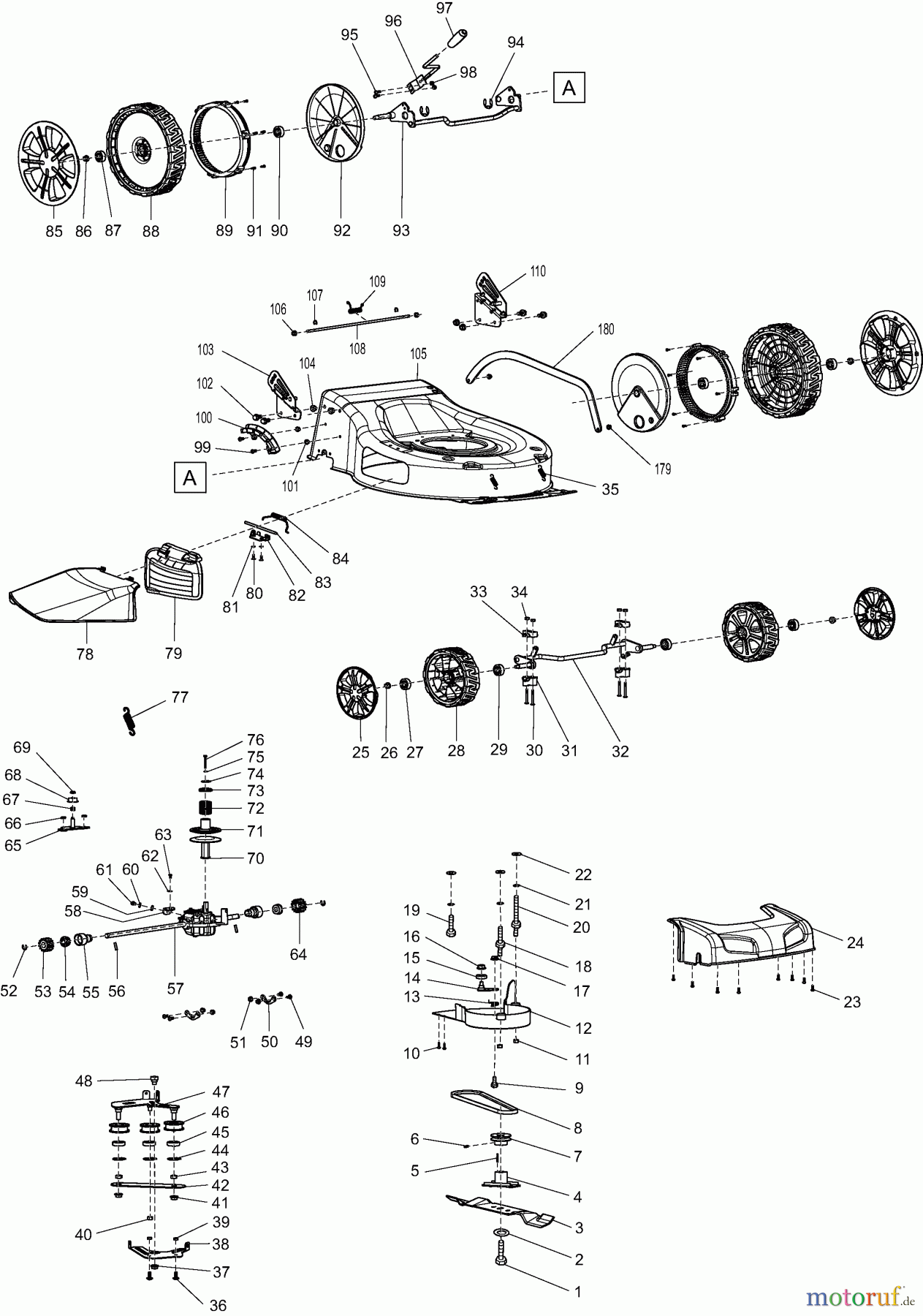  Dolmar Rasenmäher Benzin PM5101S3C 1  Gehäuse, Räder, Messer