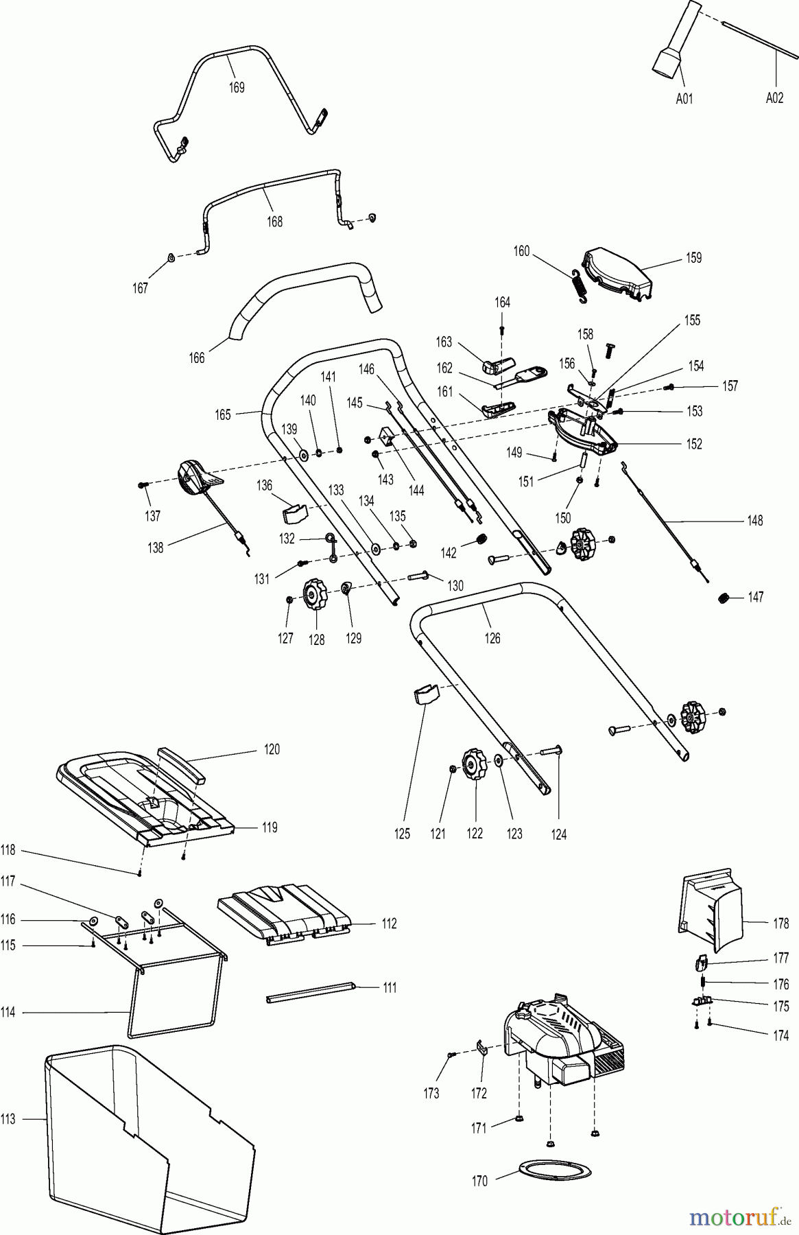 Dolmar Rasenmäher Benzin PM5101S3C 2 Führungsholm, Grasfangkorb