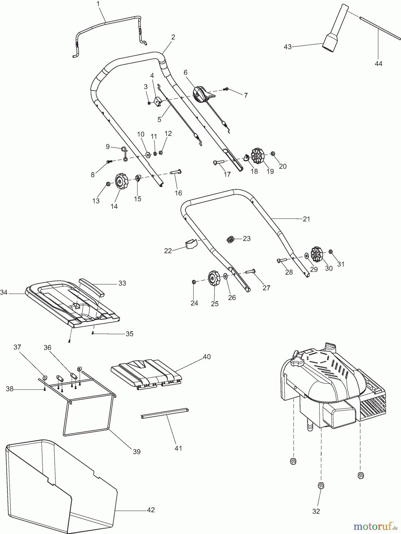  Dolmar Rasenmäher Benzin PM461R 1  Führungsholm, Grasfangkorb