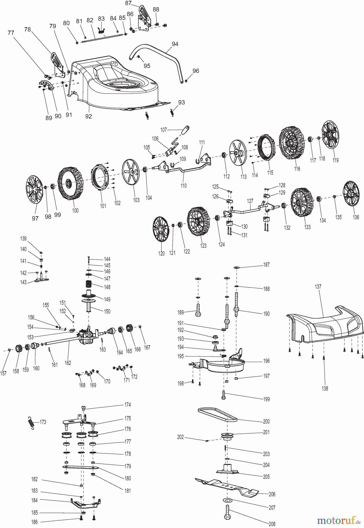  Dolmar Rasenmäher Benzin PM4601S3R 2  Gehäuse, Räder, Messer