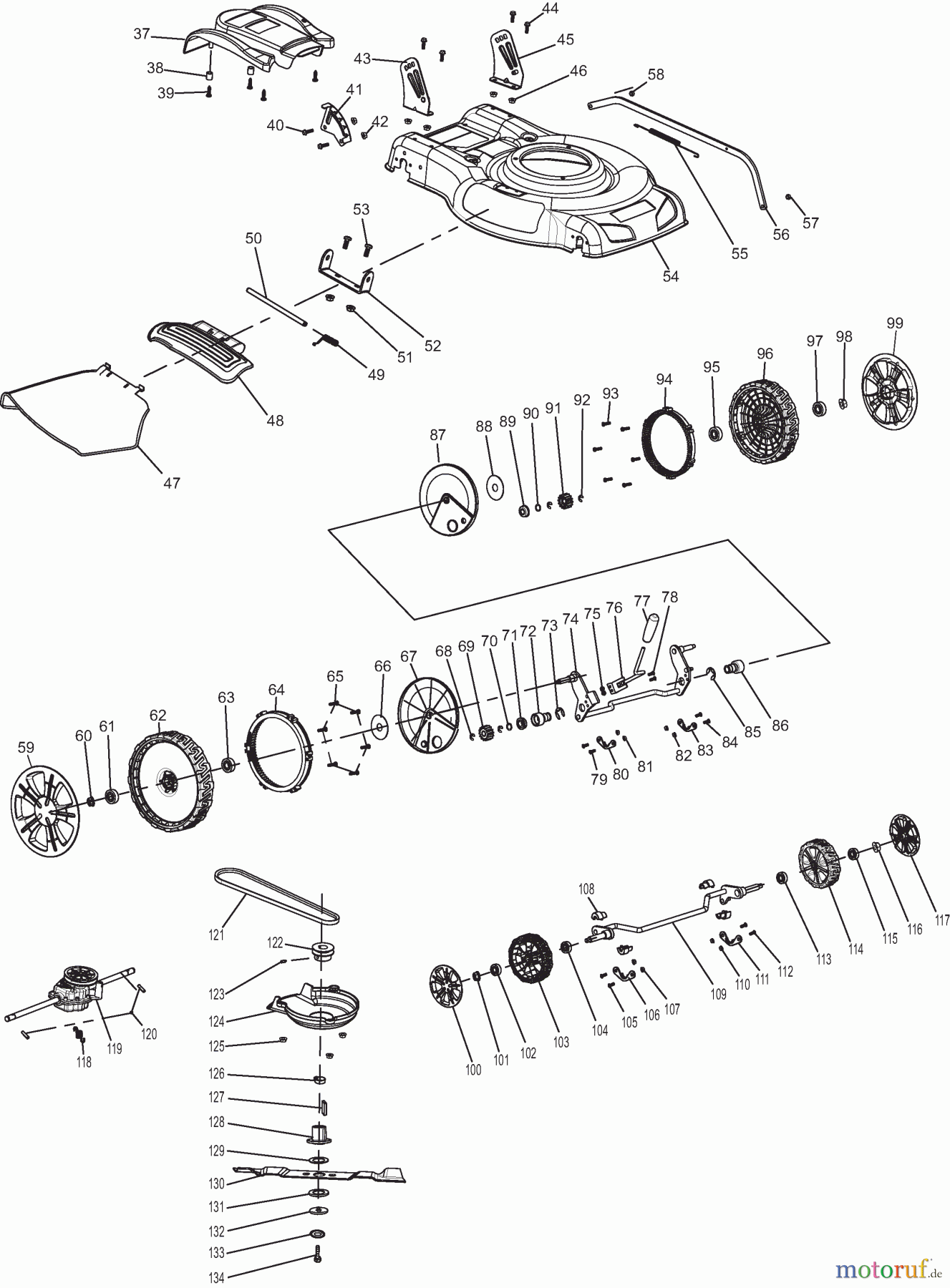  Dolmar Rasenmäher Benzin PM5120SR 2  Deck, Räder, Messer