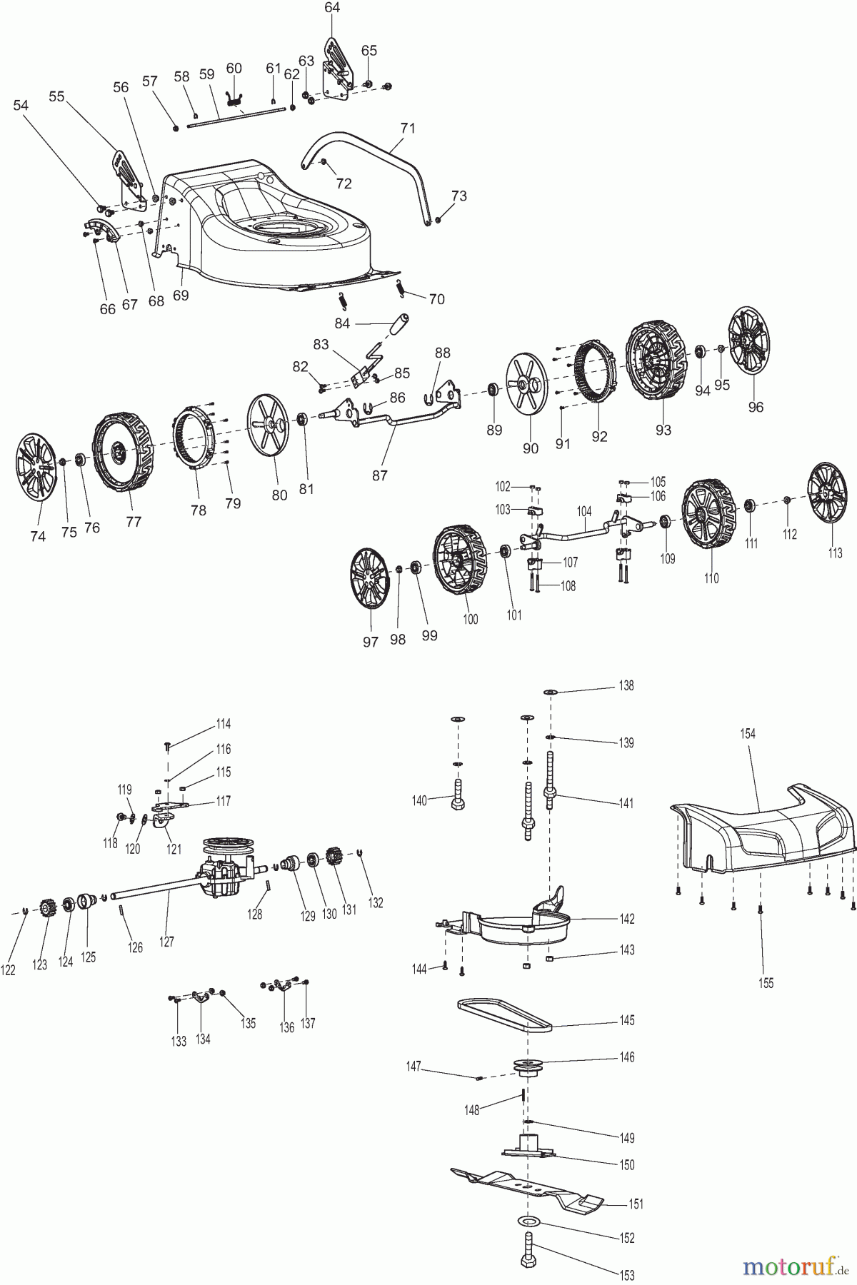 Dolmar Rasenmäher Benzin PM4601SR 2 Deck, Räder, Messer