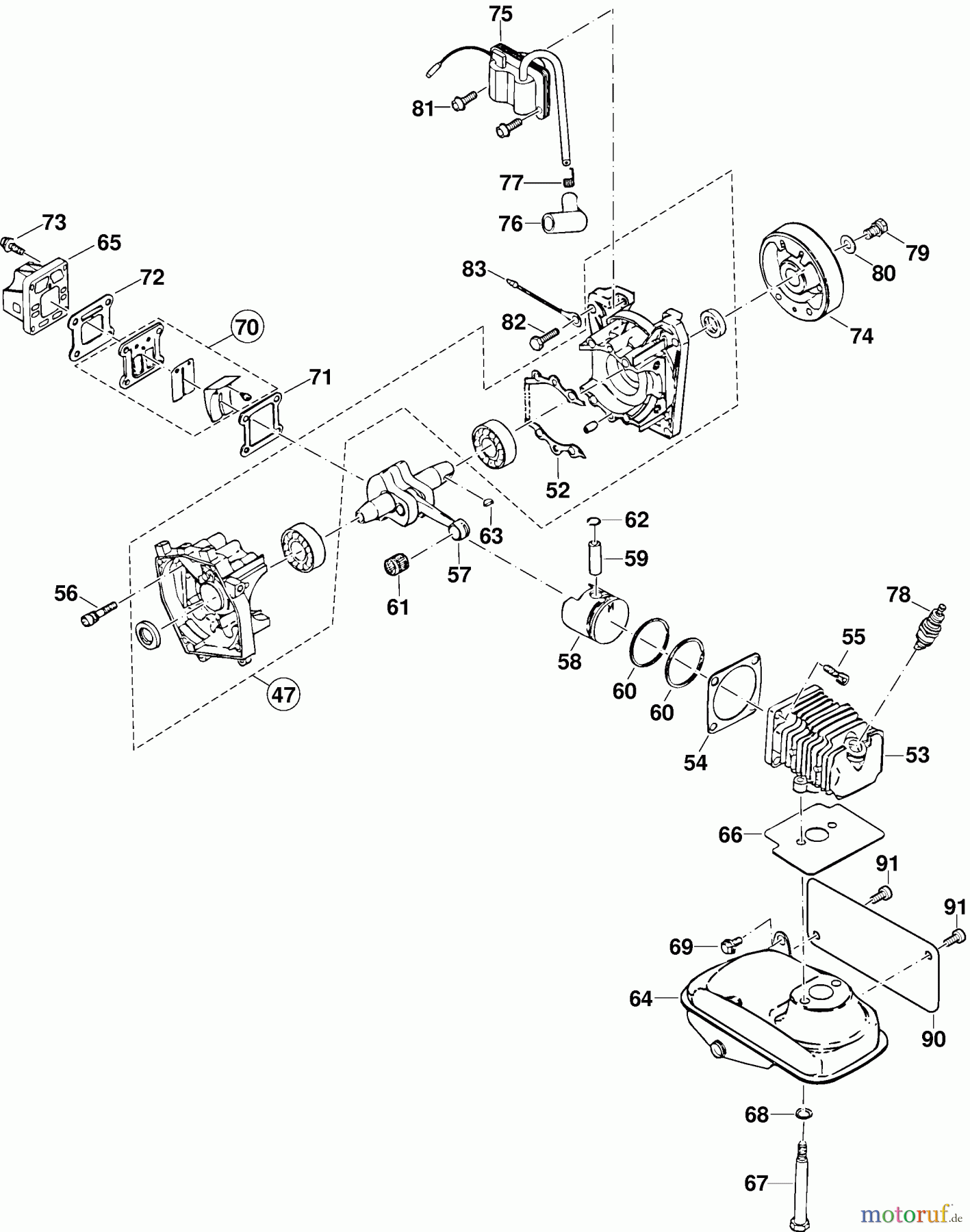 Dolmar Blasgeräte Benzin PB-500 R 3 Zylinder, Kurbeltrieb, Zünder, Schalldämpfer