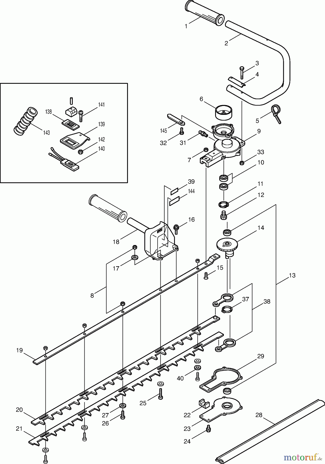 Dolmar Heckenscheren Benzin HT-2062 E (USA) 4  Griffe, Getriebe, Scherblatt