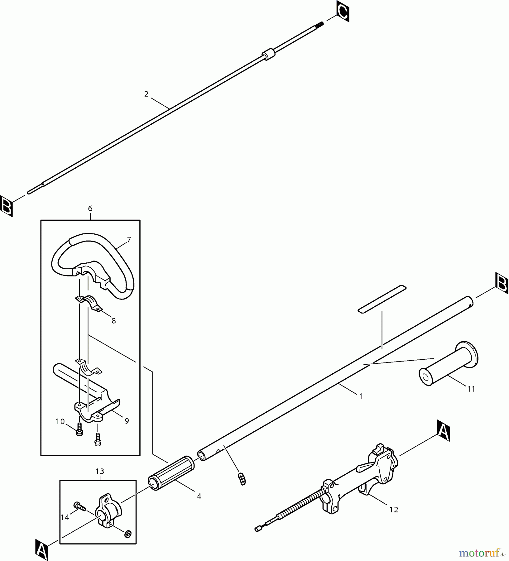  Dolmar Heckenscheren Benzin MH-2556 (USA) MH-2556 (USA =>2009) 1  Hauptrohr, Griff, Steuerhebel