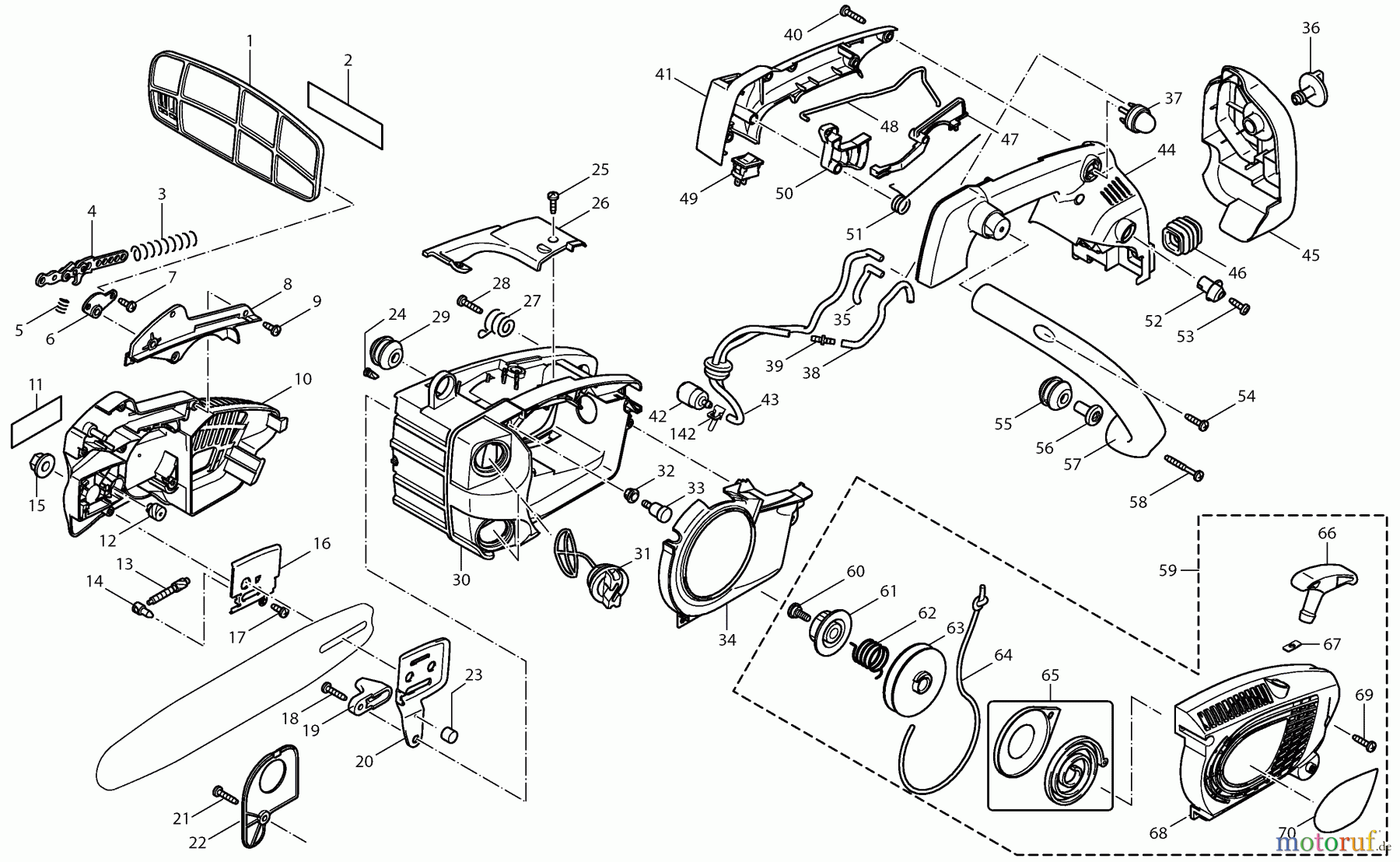  Dolmar Kettensägen Benzin Kettensäge PS-220 TH 1  Gehäuse, Handgriffe, Starter