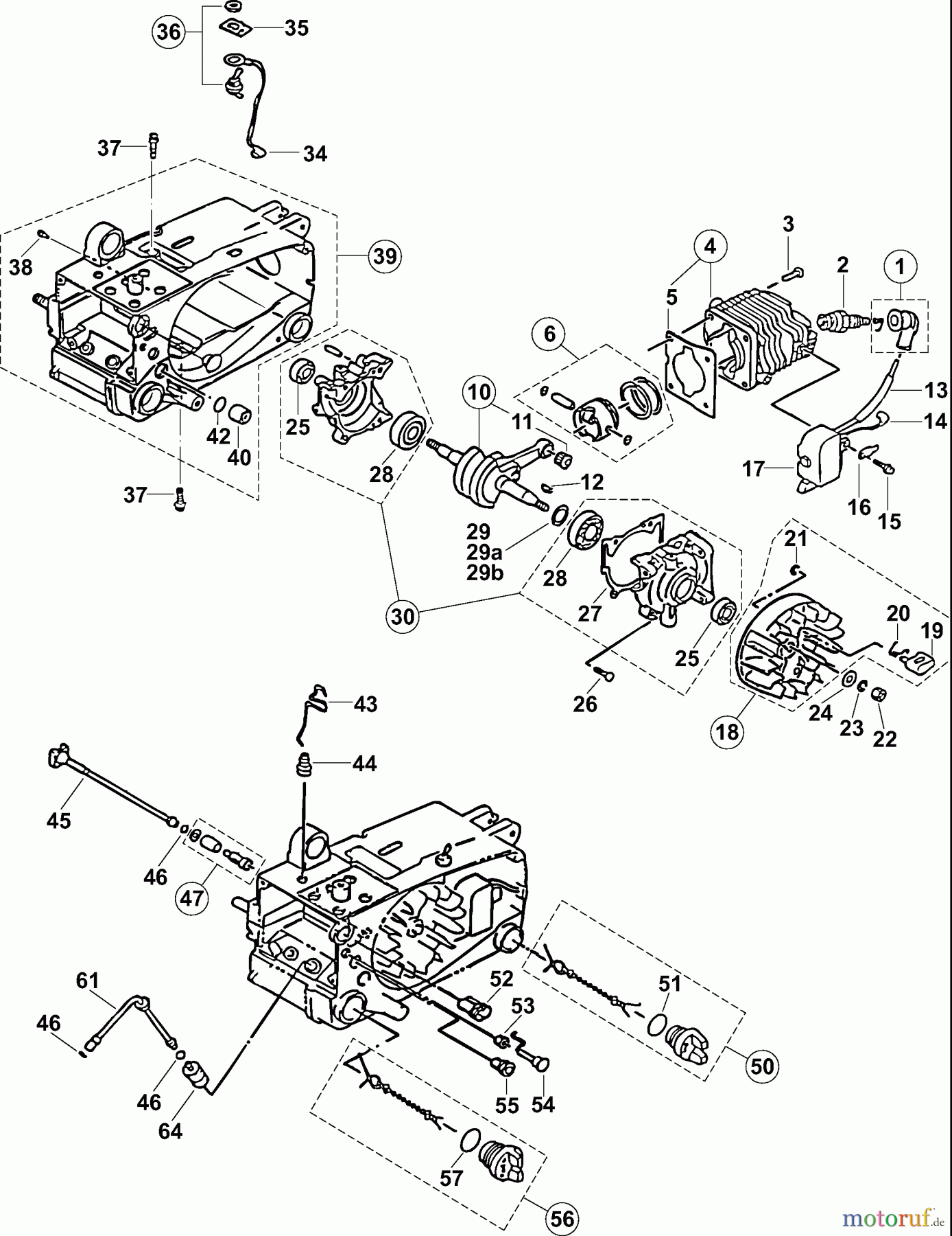 Dolmar Kettensägen Benzin Kettensäge PS-3300 TH 2 Motorgehäuse, Kurbelgehäuse, Zylinder, Zündung
