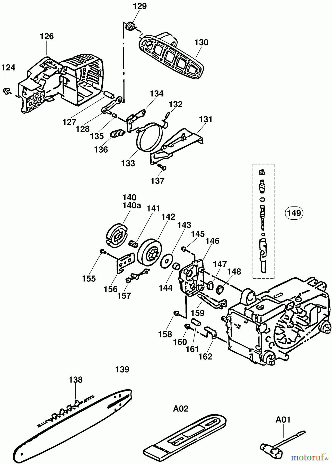  Dolmar Kettensägen Benzin Kettensäge PS-3300 TH 5  Kettenbremse, Kupplung, Sägeschiene, Sägekette, Werkzeug