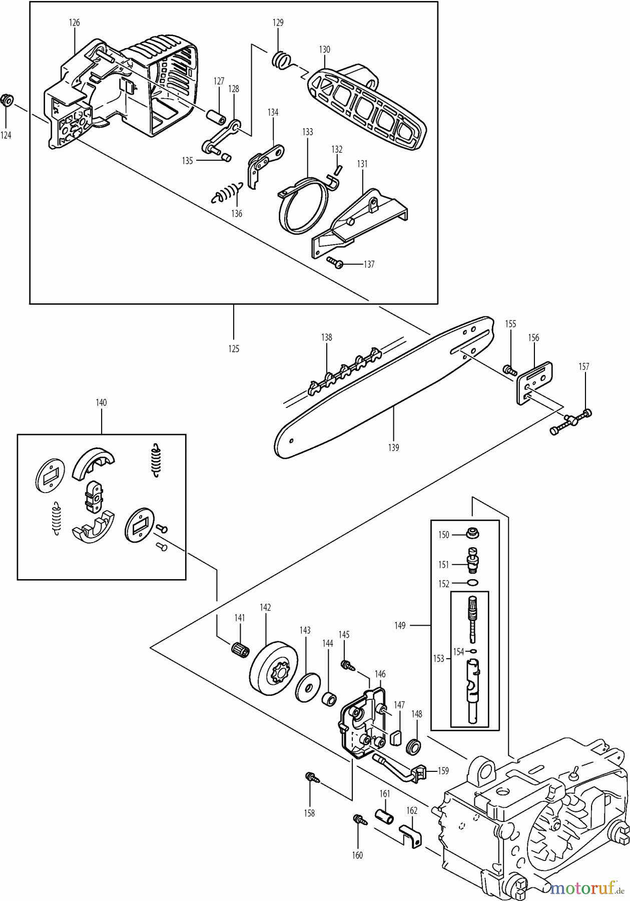  Dolmar Kettensägen Benzin Kettensäge PS-3300 TH (USA) 3  Kettenbremse, Kupplung, Sägeschiene, Sägekette