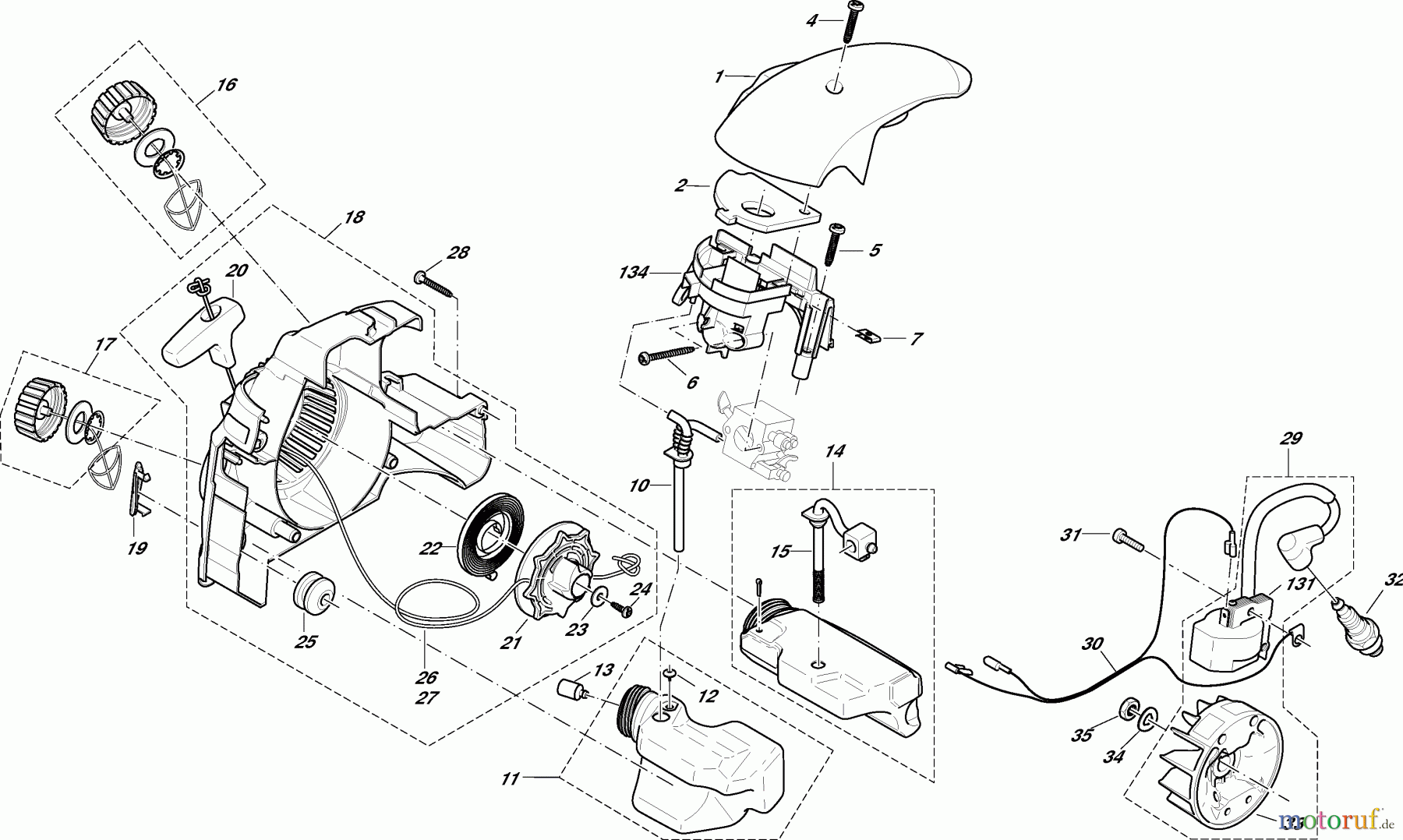 Dolmar Kettensägen Benzin Kettensäge PS-2 1 Starter, Zündelektronik, Tank