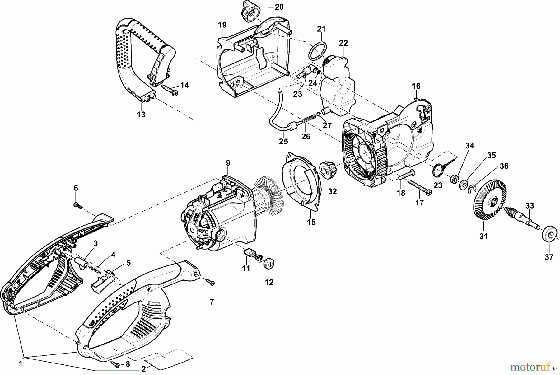  Dolmar Kettensägen Elektro Kettensäge ES-153 A 1  Handgriffe, Motorgehäuse, Getriebe