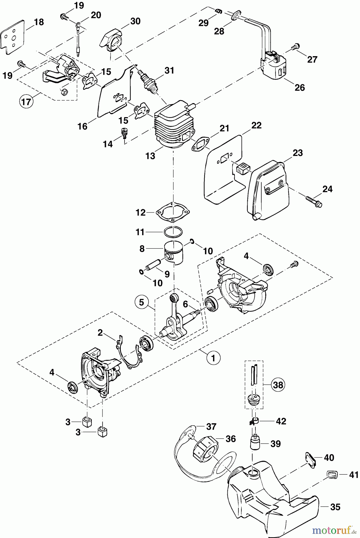  Dolmar Motorsensen & Trimmer Benzin 2-Takt LT250 2  Kurbelgehäuse, Zylinder, Zündung, Schalldämpfer, Kraftstofftank