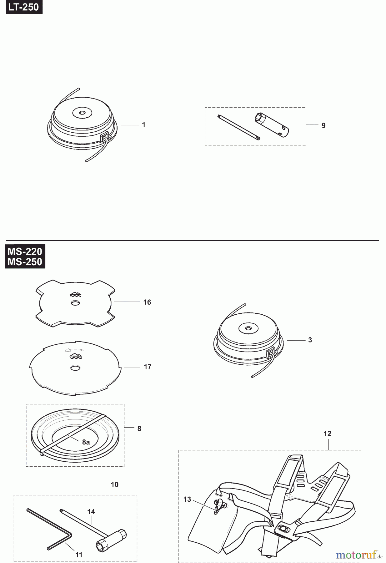 Dolmar Motorsensen & Trimmer Benzin 2-Takt LT250 7 Werkzeug, 2-Fadenkopf