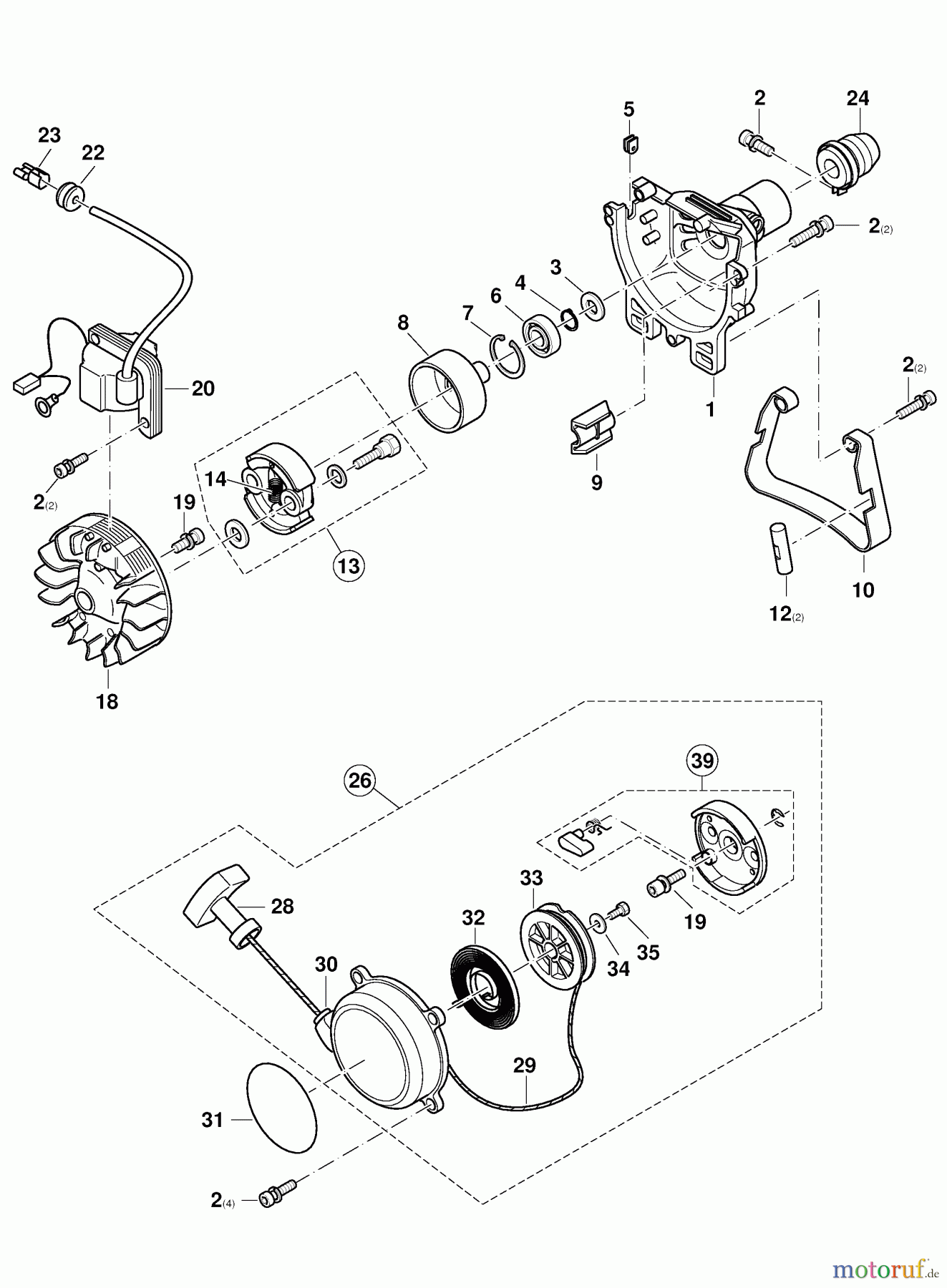  Dolmar Motorsensen & Trimmer Benzin 2-Takt MS-2600 6  Kupplung, Zündanker, Anwerfvorrichtung