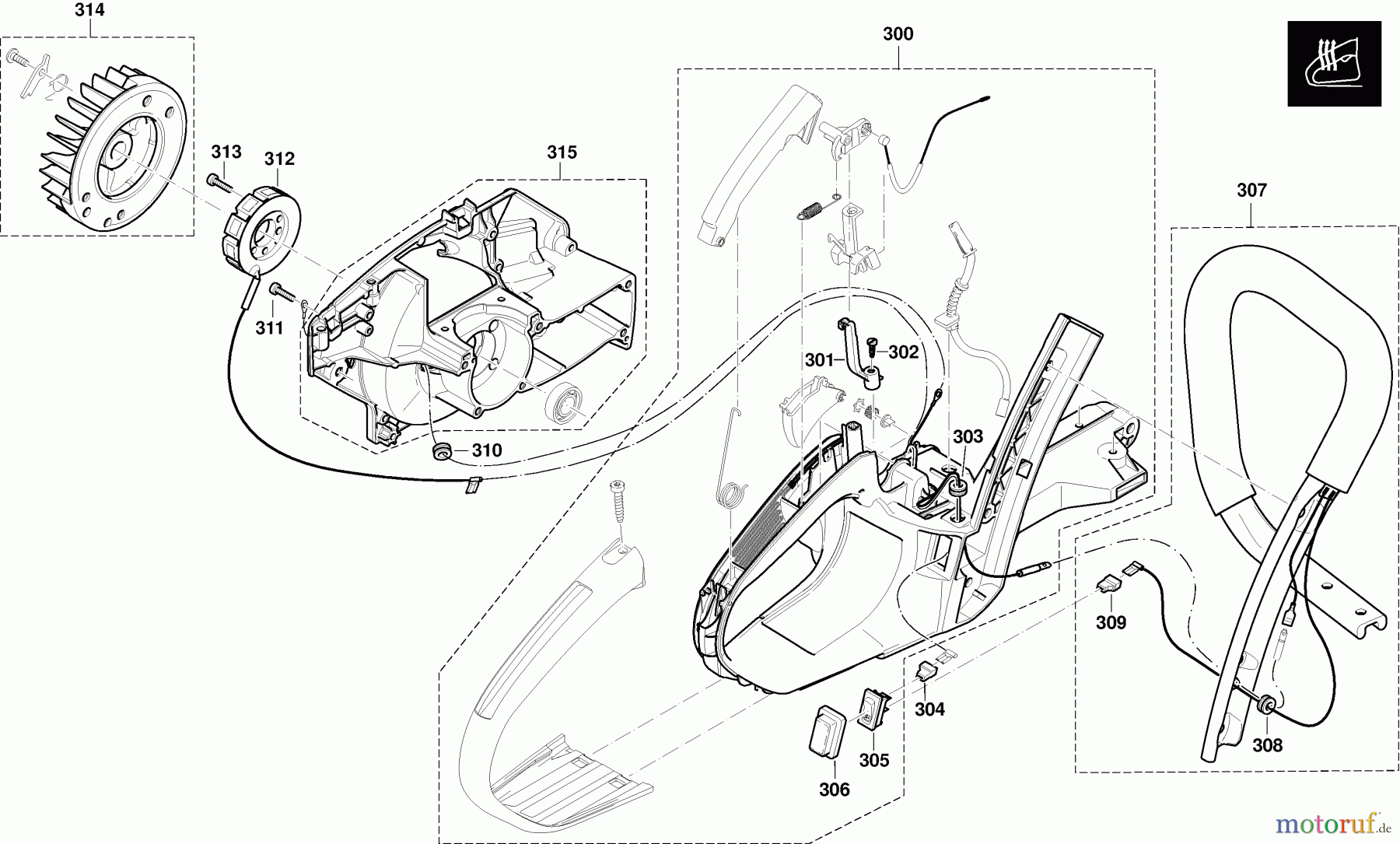 Dolmar Kettensägen Benzin Kettensäge PS-5000 HD 7 Spezialteile für Ausrüstung mit elektrischer Griffheizung
